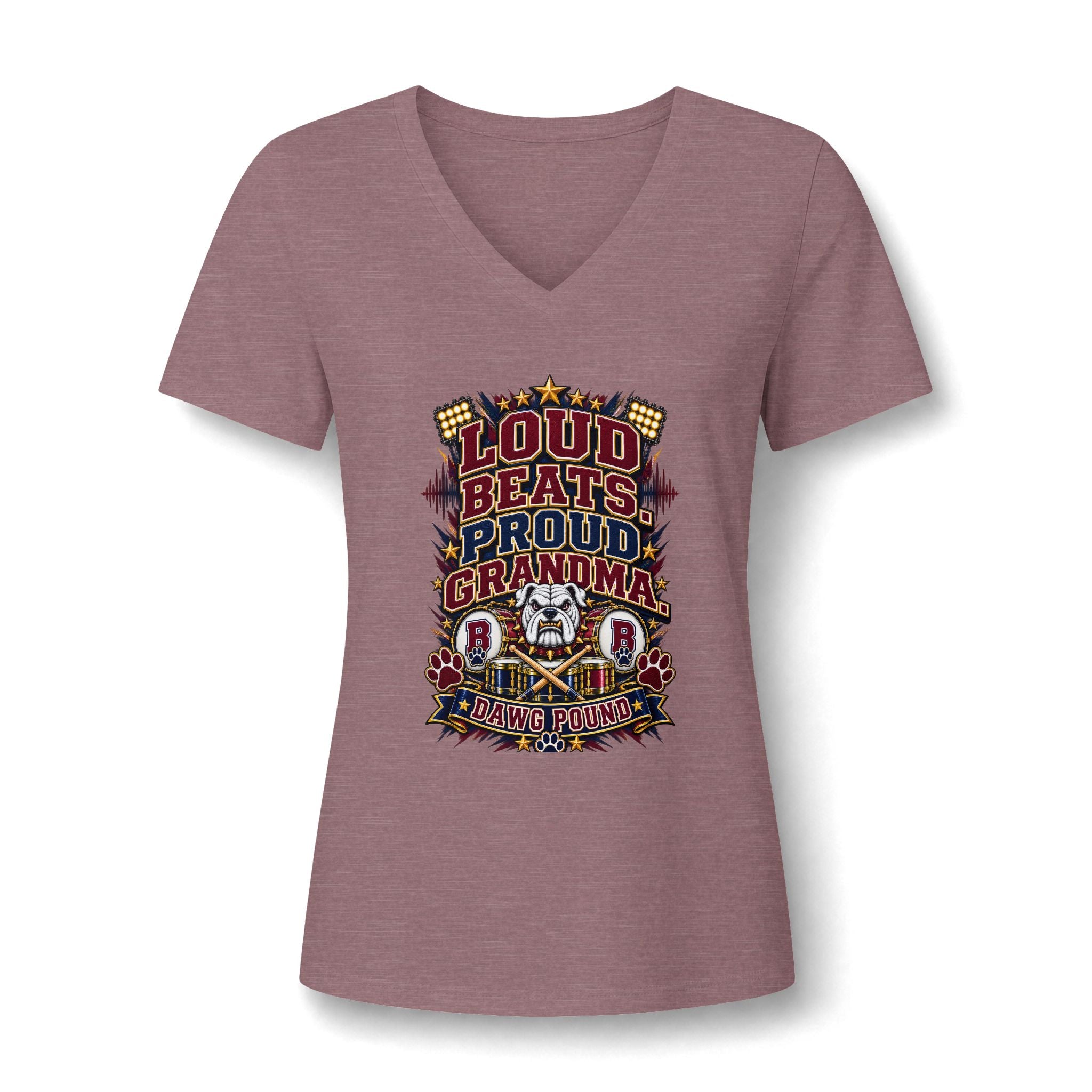 Loud Beats Proud Grandma V-Neck Tee — Rockin' Music Lover Grandma Shirt