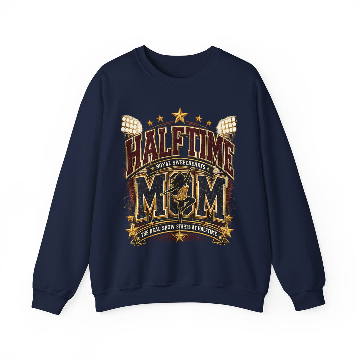 Halftime Mom Crewneck Sweatshirt — Marching Band / Royal Sweethearts Design