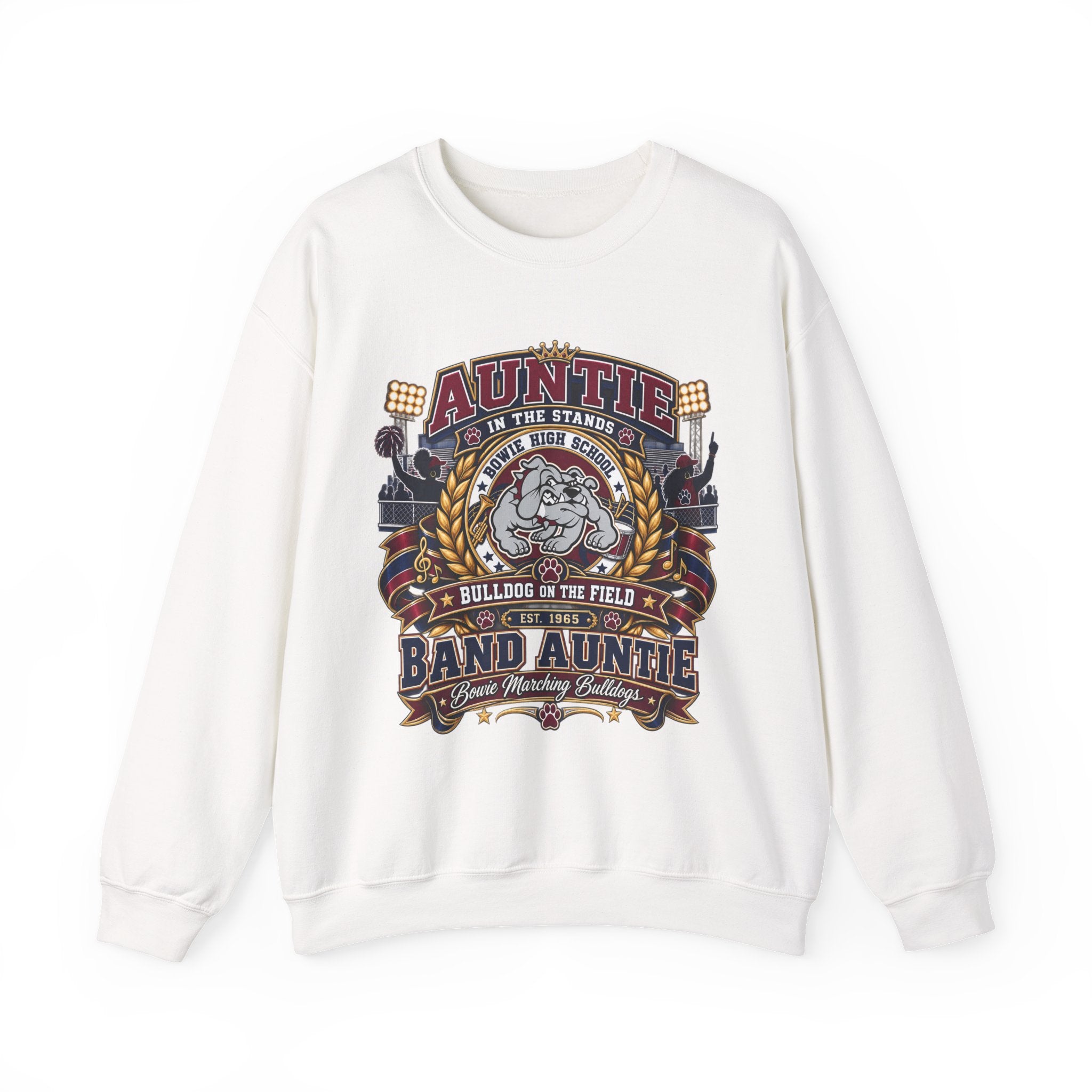 Band Auntie Crewneck Sweatshirt — “Auntie in the Stands, Bulldog in the Field” Football Family Pullover