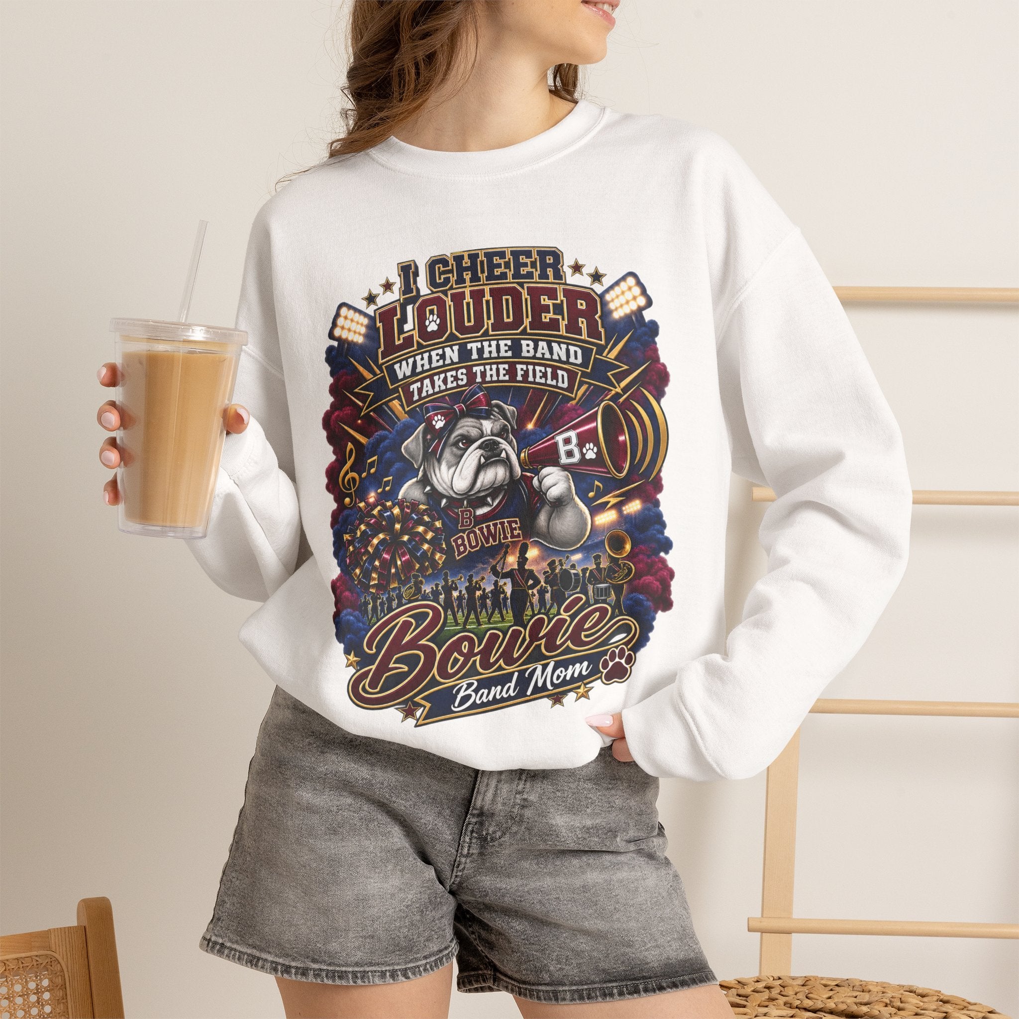 Band Mom Crewneck Sweatshirt - "I Cheer Louder When The Band Takes The Field" Marching Band Supporter Pullover