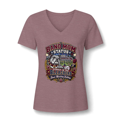 Band Mom V-Neck Tee — "Band Mom Status: Earned in the Stands"