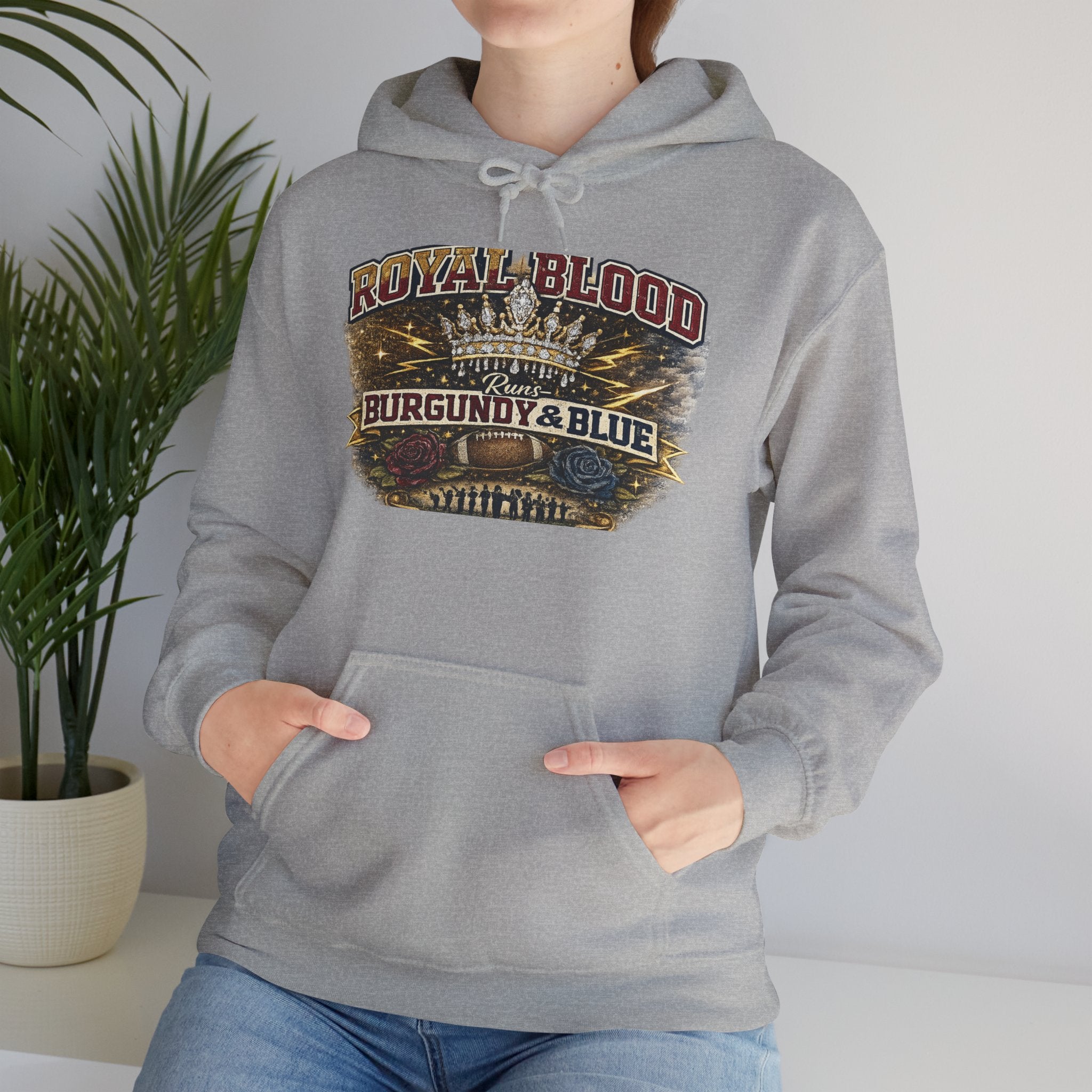 Royal Blood 'Burgundy & Blue' Graphic Hoodie – Vintage Band Tour Sweatshirt
