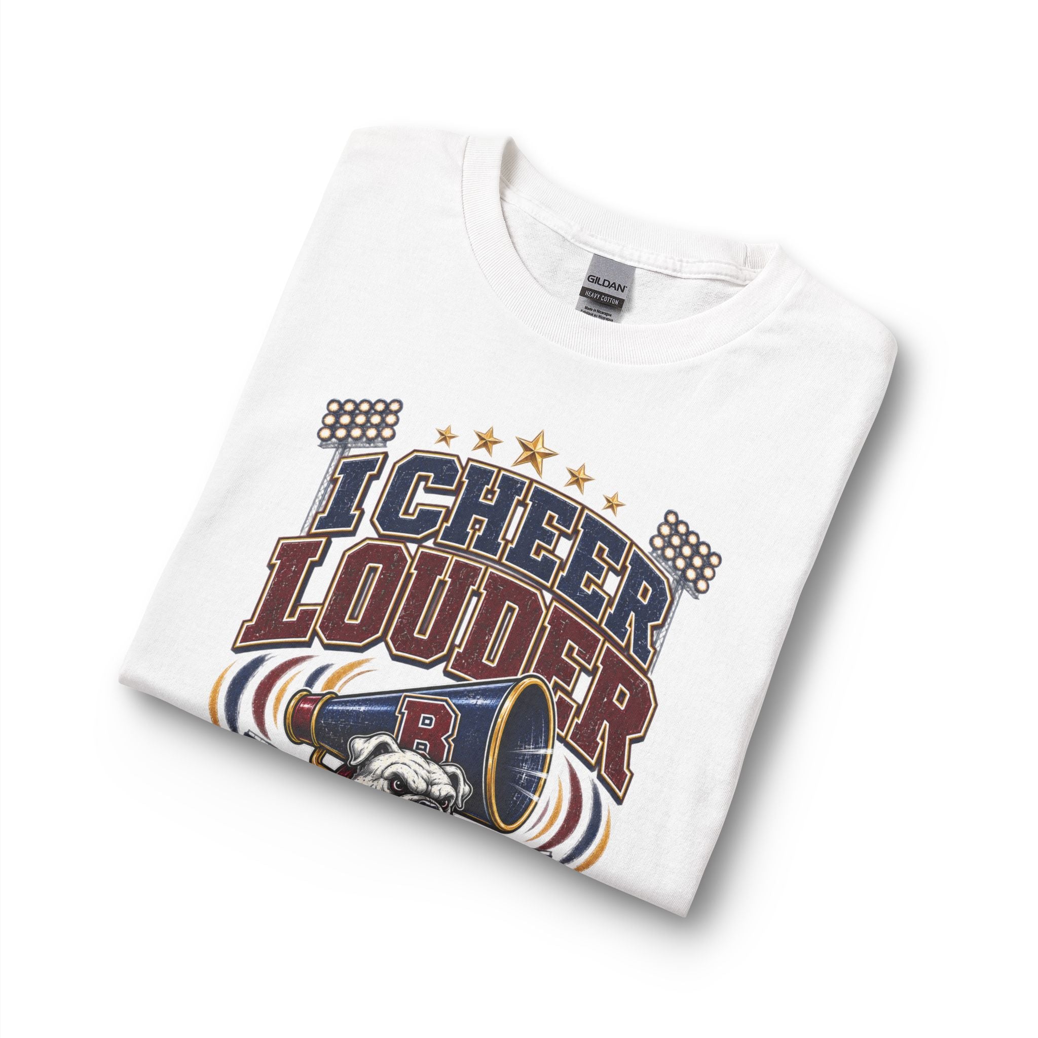Cheer Louder Than The Band Long Sleeve T-Shirt — Bulldog Grandpa Fan Tee