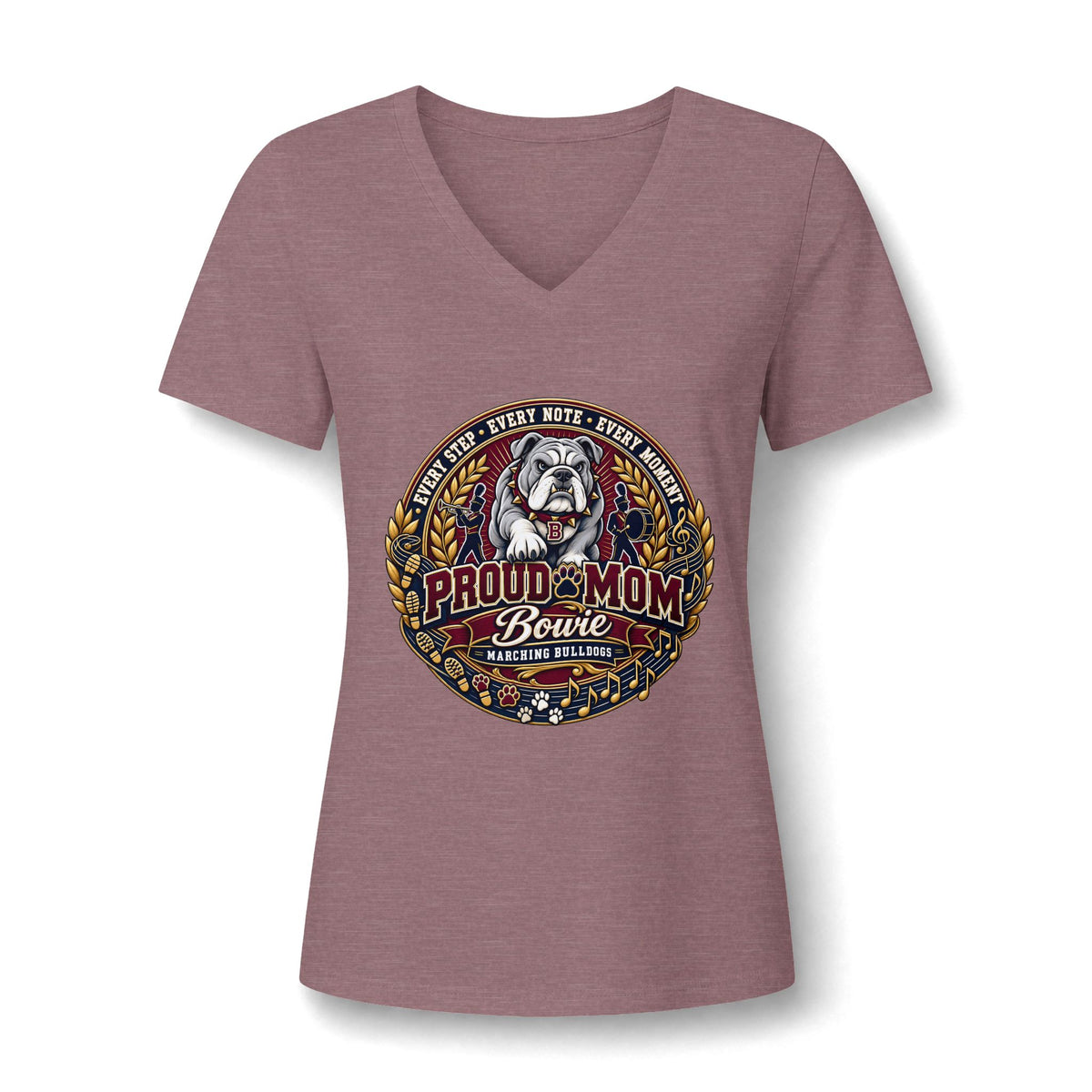 Proud Mom Bulldog V-Neck Tee — Vintage Pet Rescue Mom Shirt