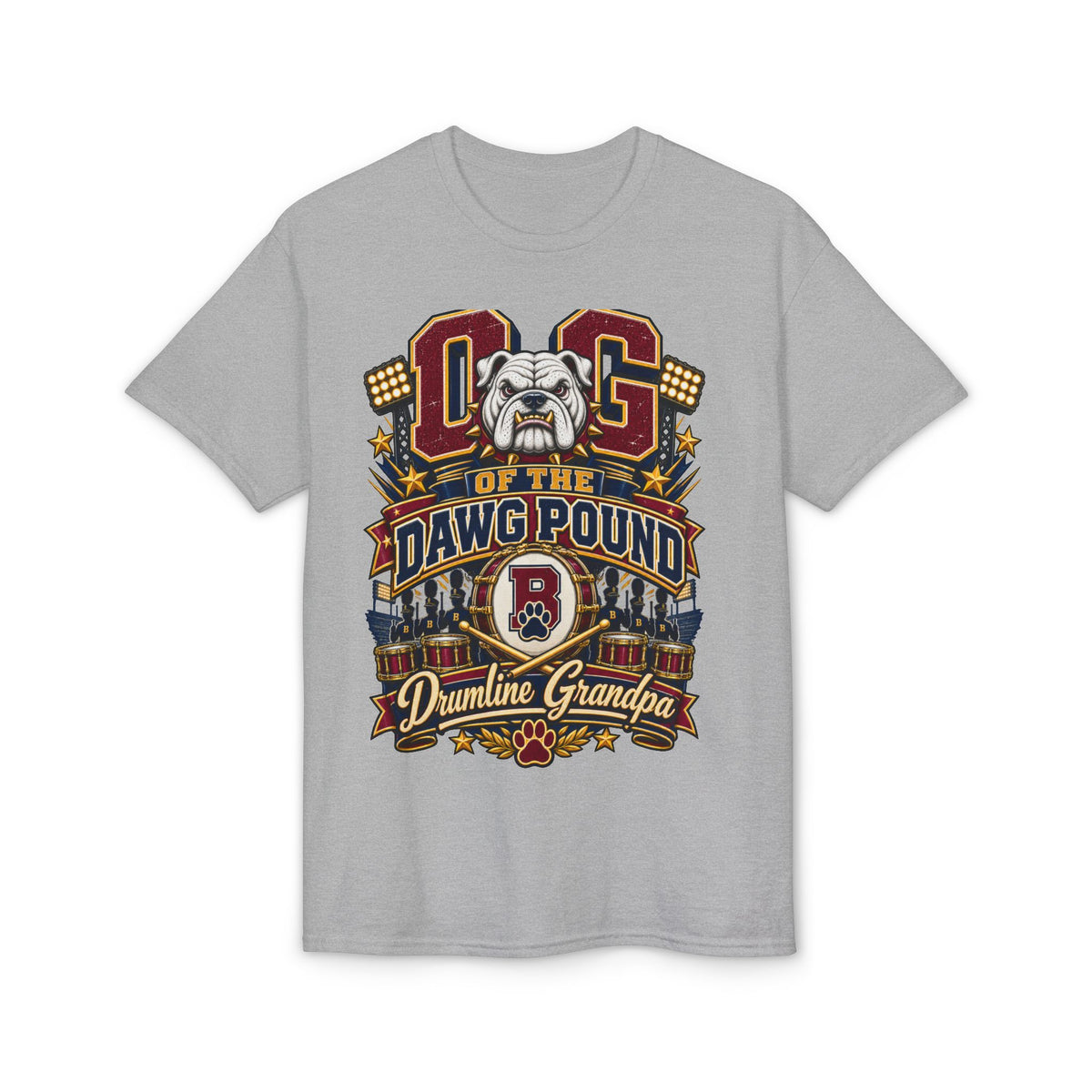 Dog of the Dawg Pound T-Shirt — Drumline Grandpa Bulldog Football Tee
