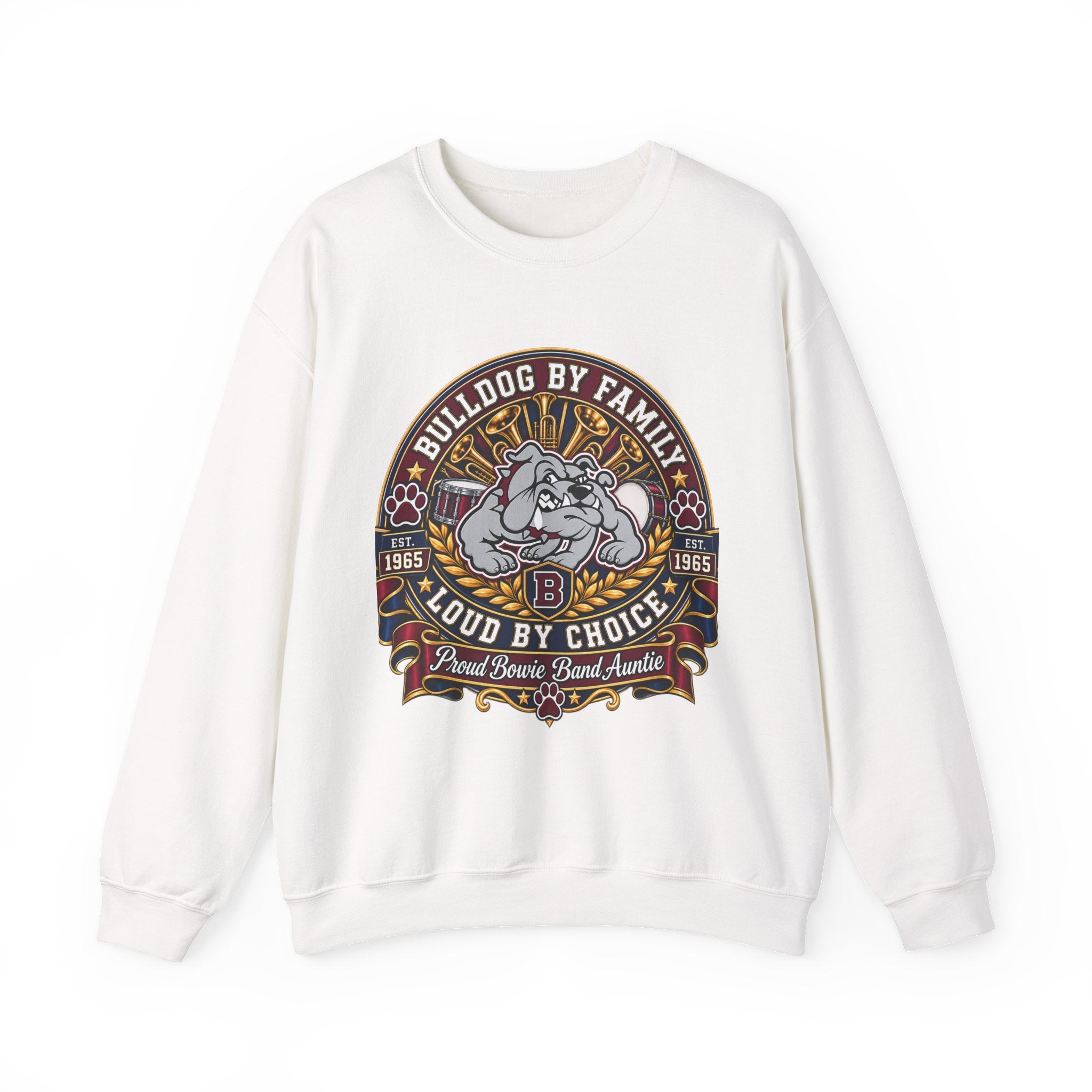Bulldog By Family Crewneck Sweatshirt — "Bulldog by Family, Loud by Choice" Vintage Pet Lover Pullover