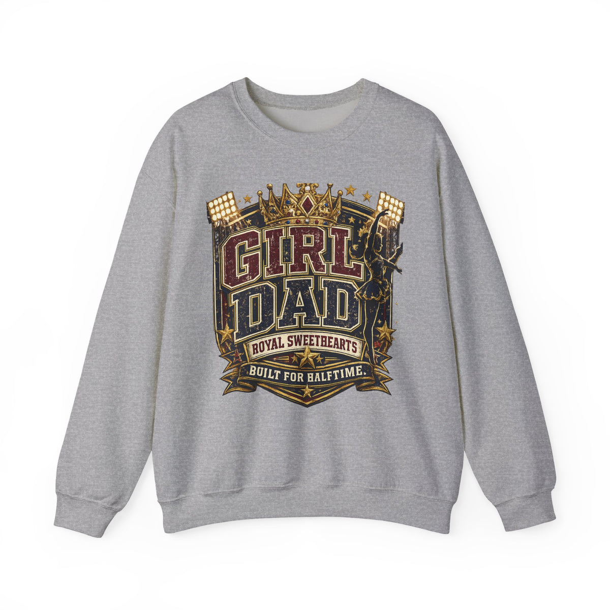 Girl Dad Crewneck Sweatshirt — 'Girl Dad: Royal Sweethearts, Built for Halftime' Vintage Football Design