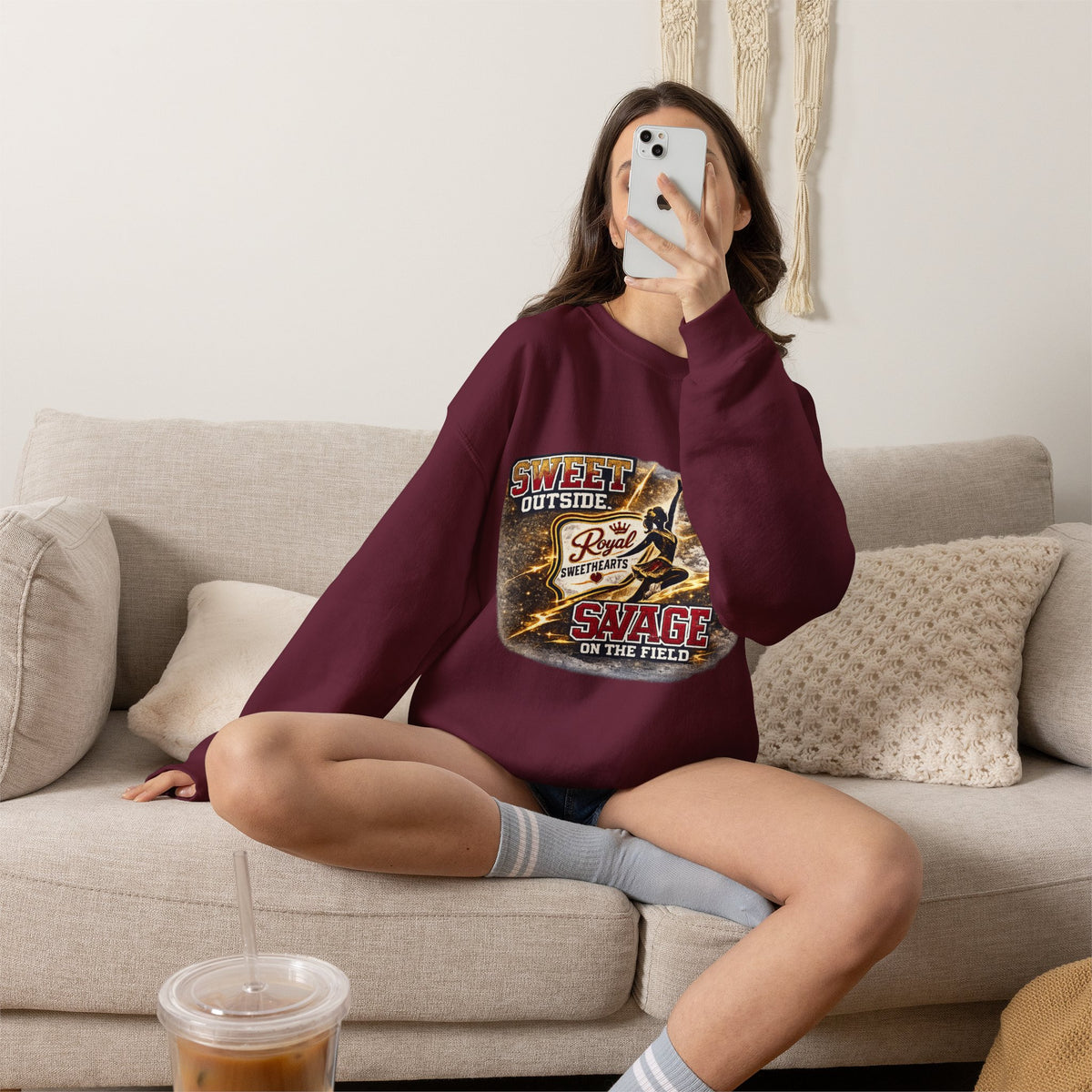 Football Player Graphic Sweatshirt — "Sweet Outside, Savage on the Field"