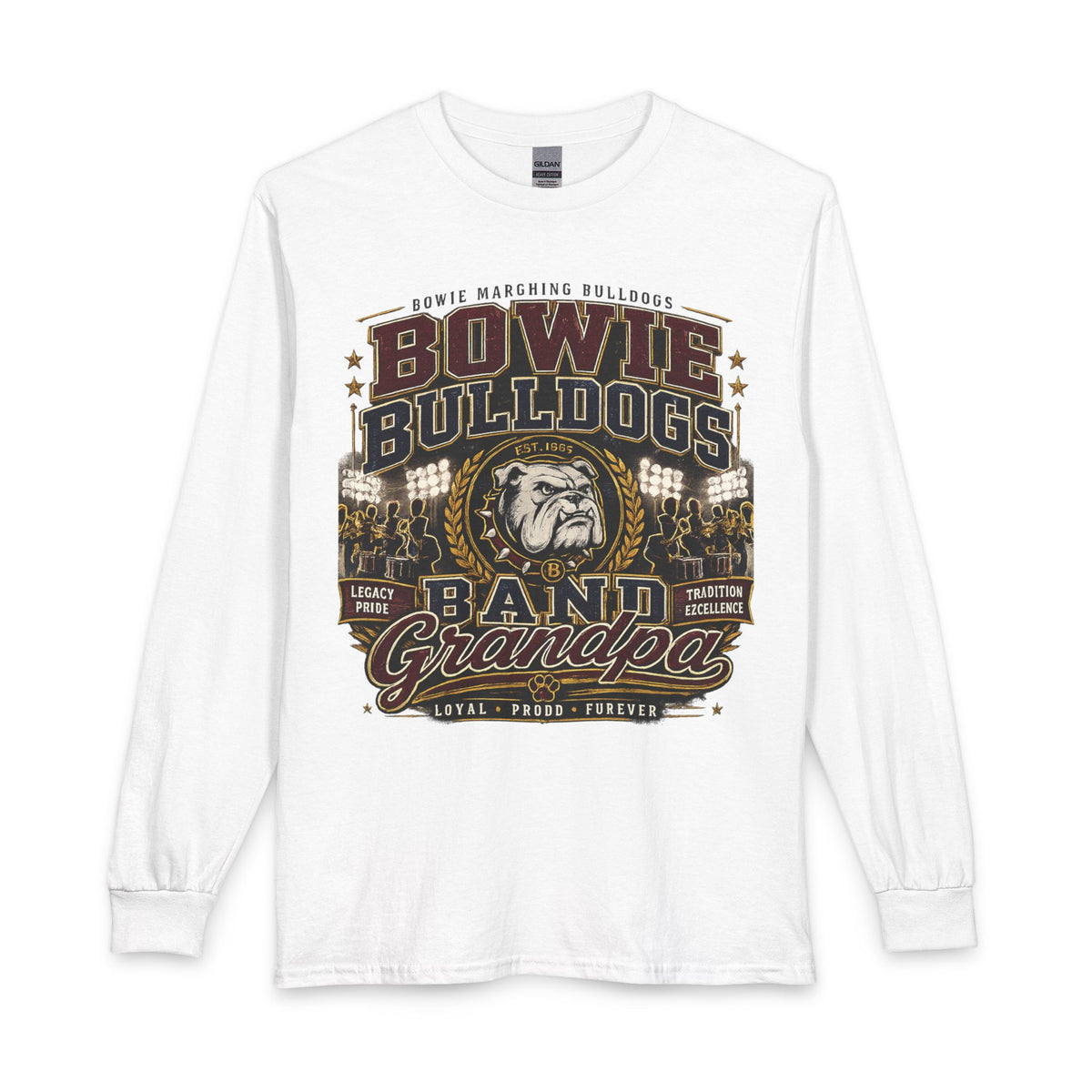 Bowie Bulldogs Band Grandpa Long Sleeve Shirt – Vintage Marching Band Grandpa Tee