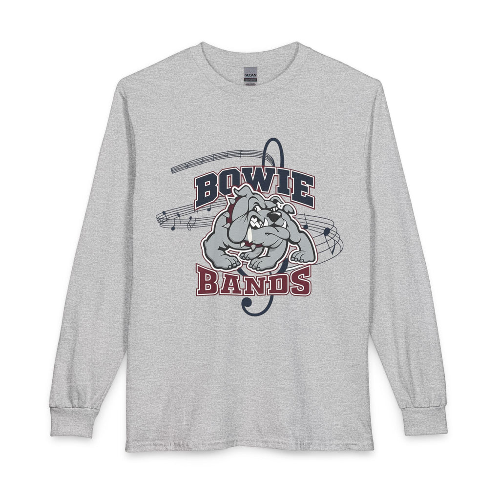 Bowie Bands Long Sleeve Shirt — Mascot Bulldog Music Crew Tee