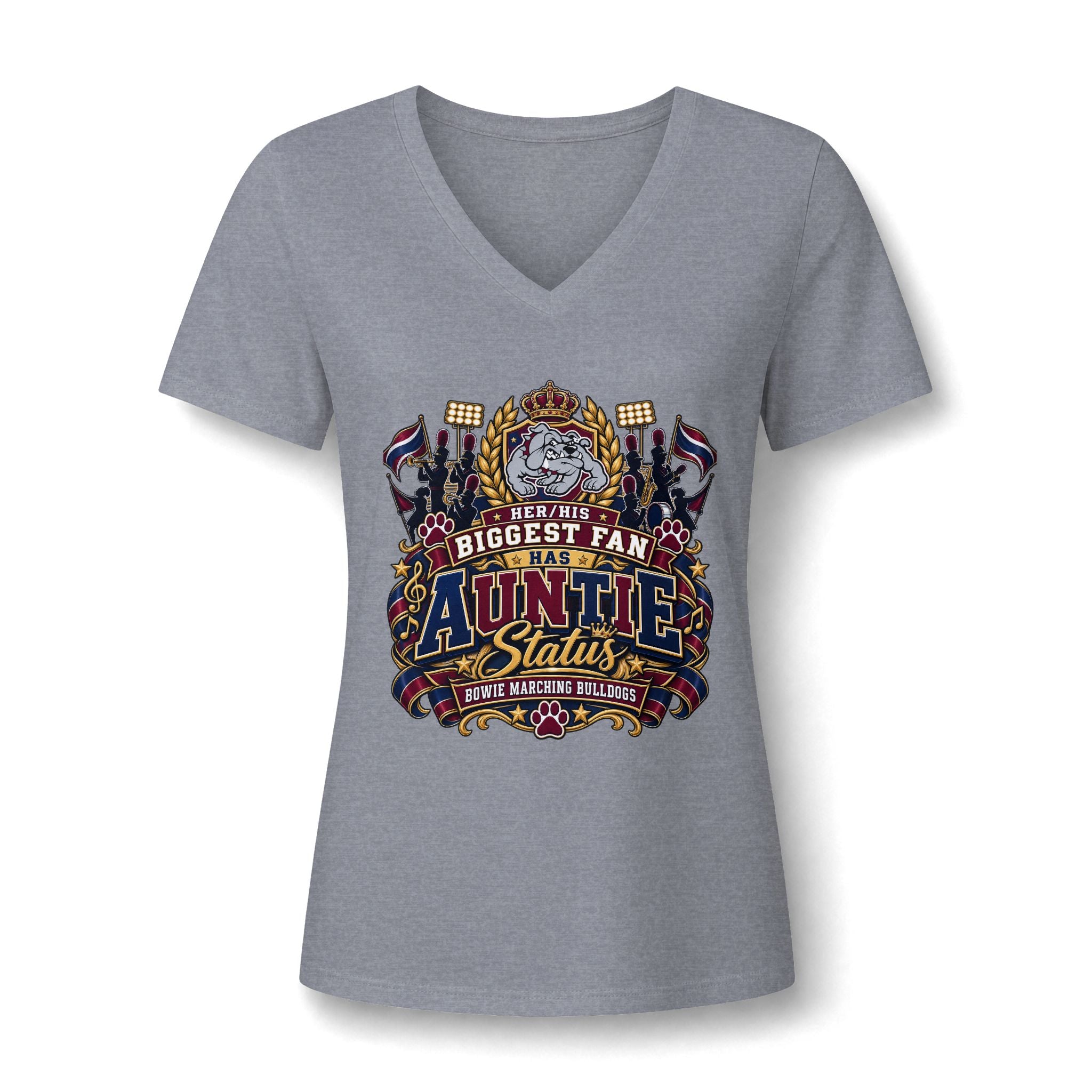 Auntie Status V-Neck Tee — Biggest Fan Aunt Shirt