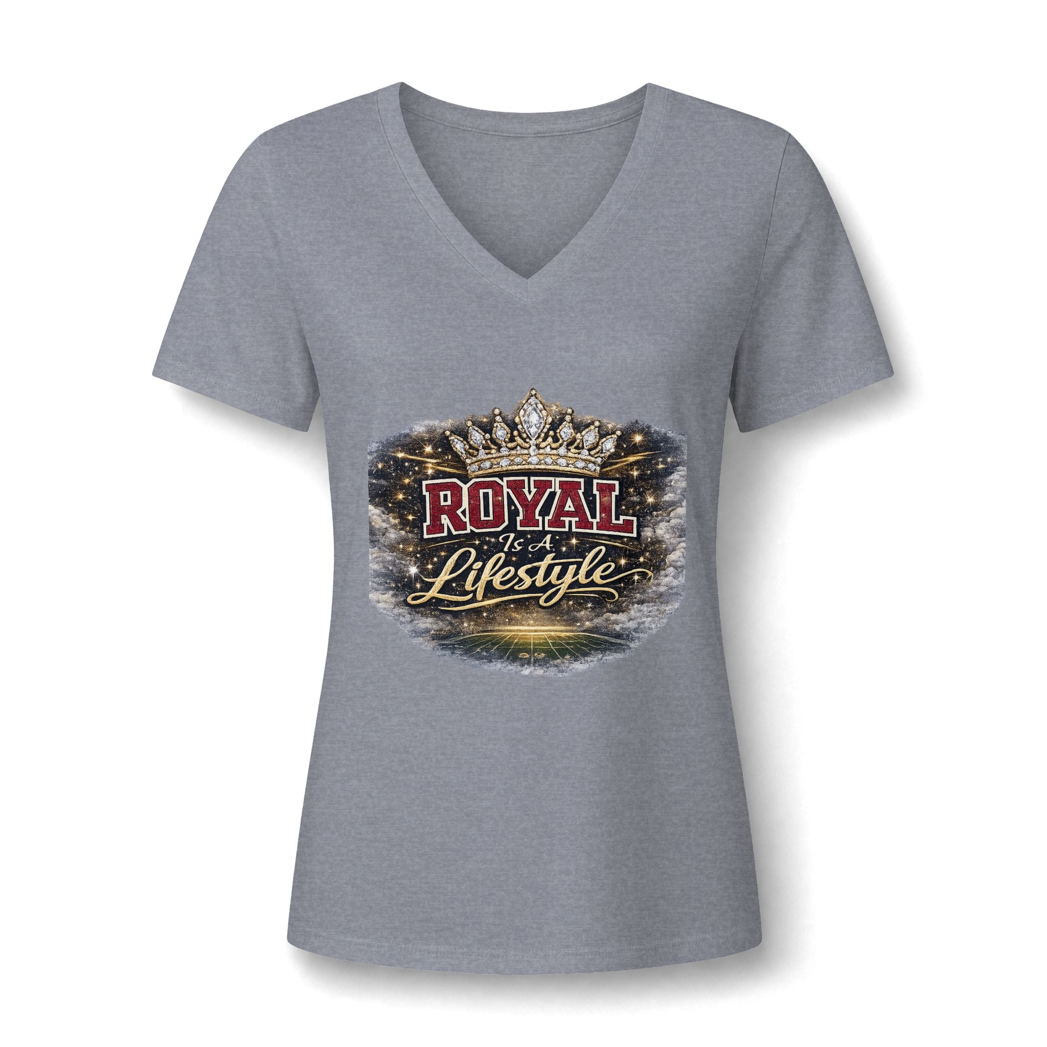 Women's V-Neck Tee — "Royal Is A Lifestyle" Graphic Tee