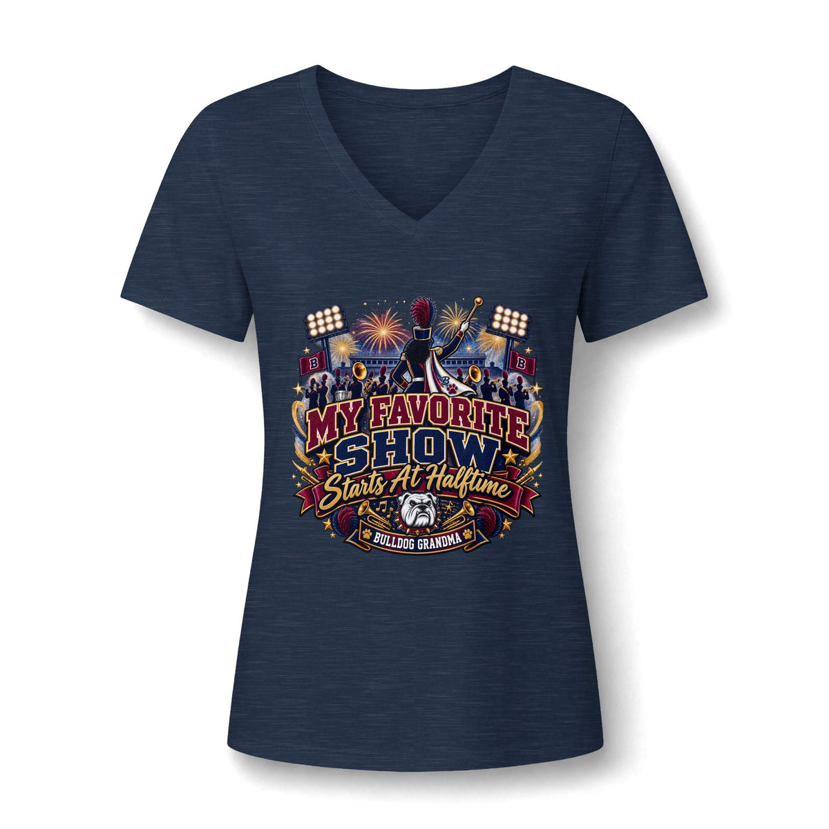 Women's 'My Favorite Show Starts at Halftime' V-Neck Tee — Football Halftime Show Fan Shirt