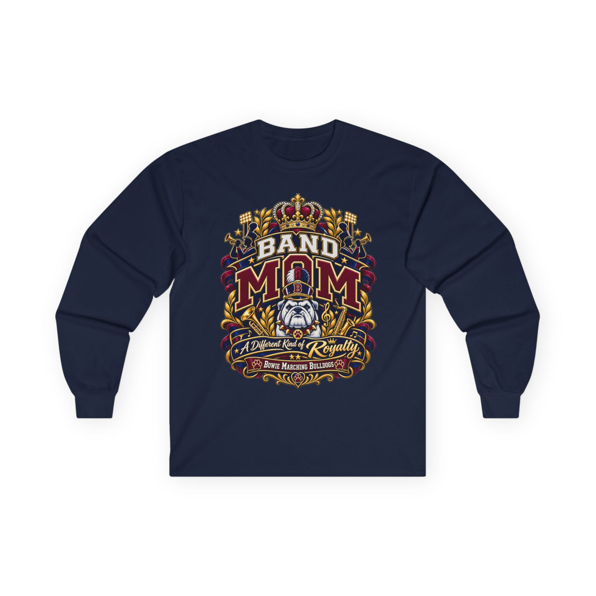 Band Mom Long Sleeve Tee — Proud Marching Band Mom Graphic Shirt