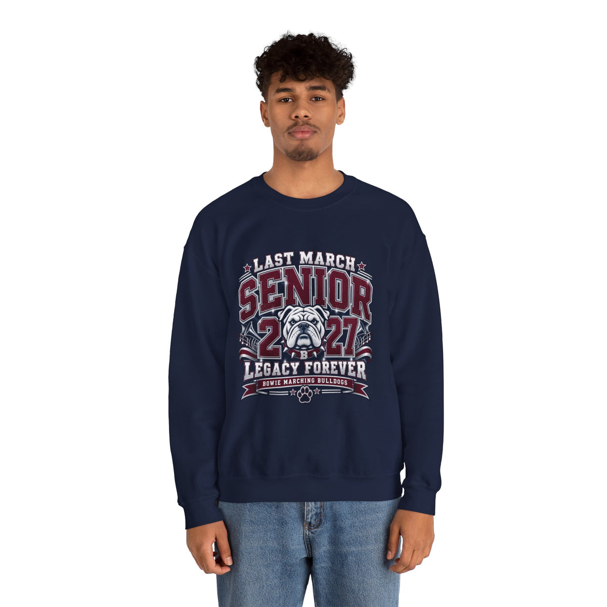 Senior 2027 Crewneck Sweatshirt – "Last March" Bulldog Legacy Forever