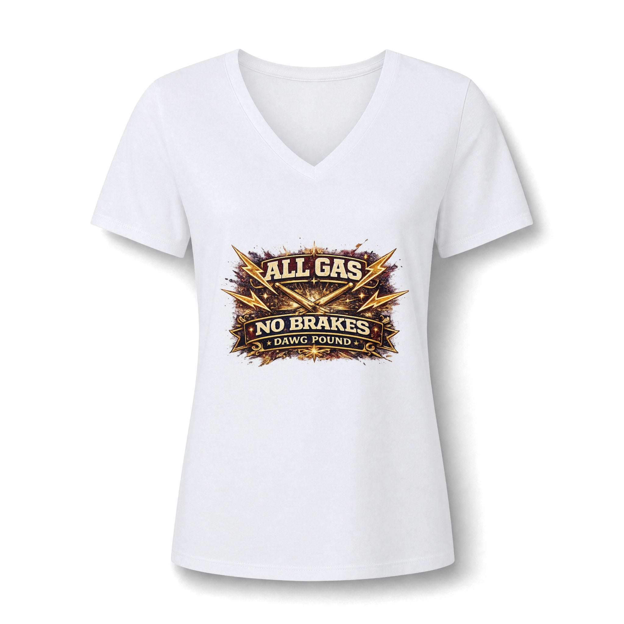 All Gas No Brakes Women's V-Neck Tee — Bold Racing Graphic Tee