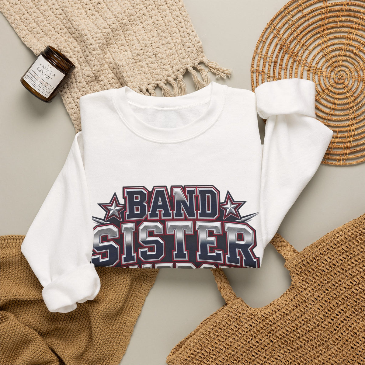Band Sister Energy Sweatshirt — “All Heart, All Hype” Crewneck