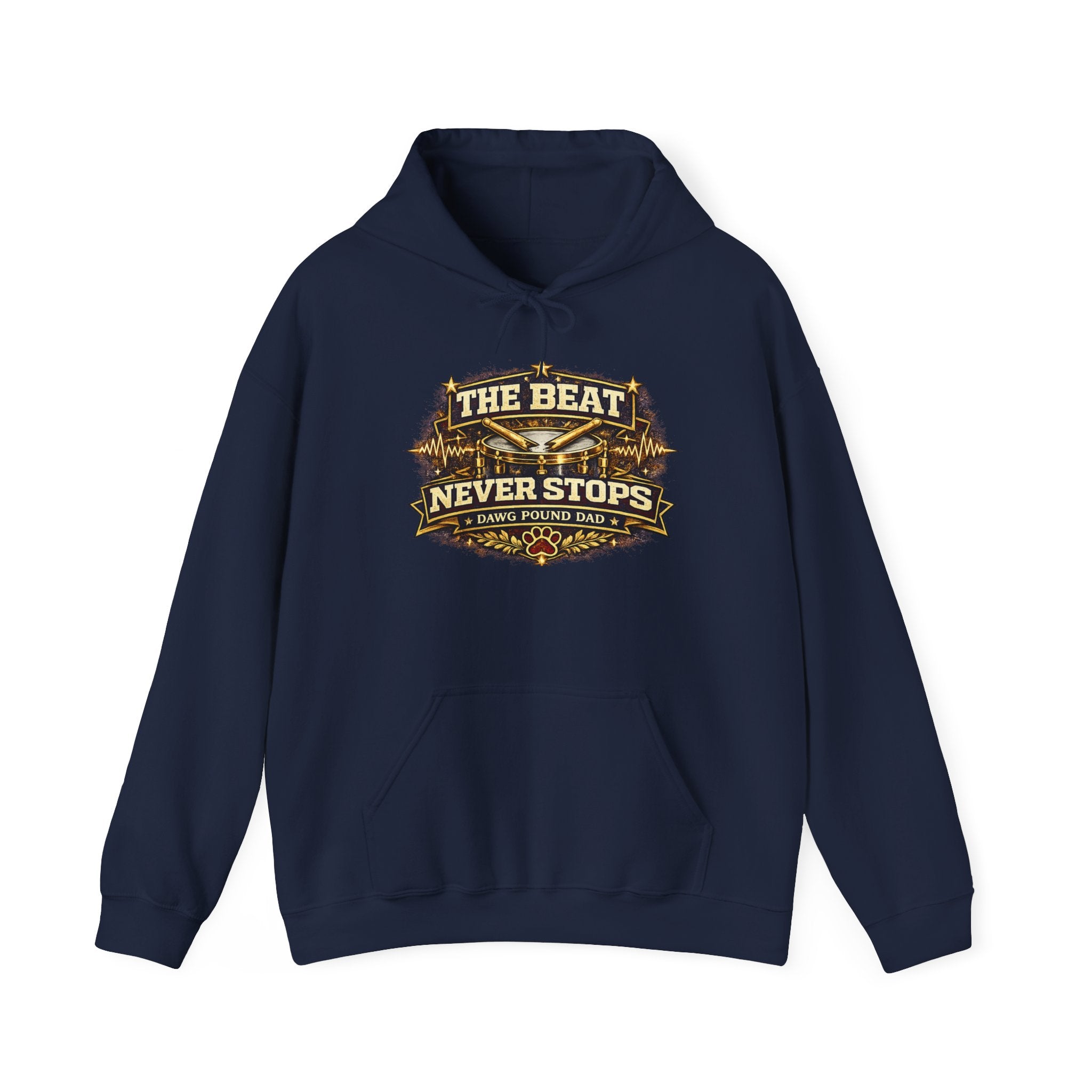 Hoodie — "The Beat Never Stops" Vintage Music Graphic Pullover