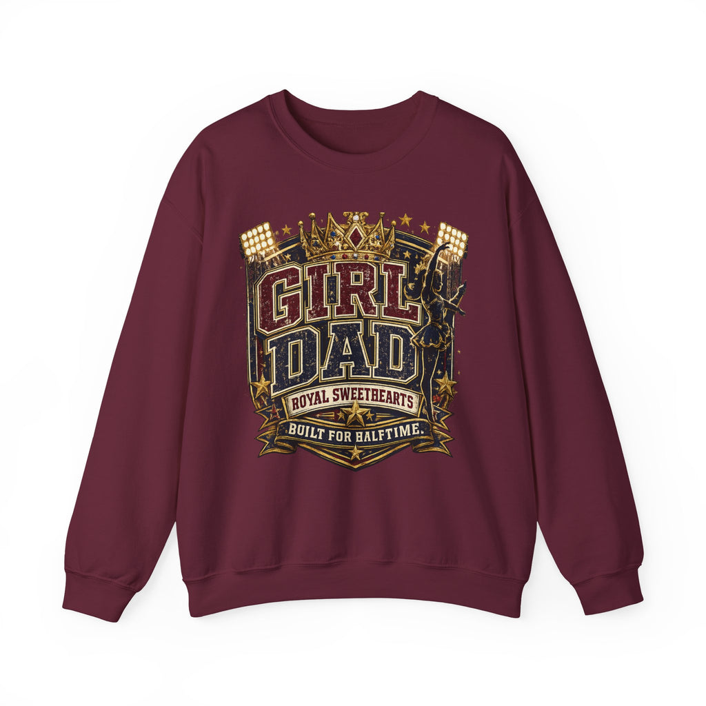 Girl Dad Crewneck Sweatshirt — 'Girl Dad: Royal Sweethearts, Built for Halftime' Vintage Football Design