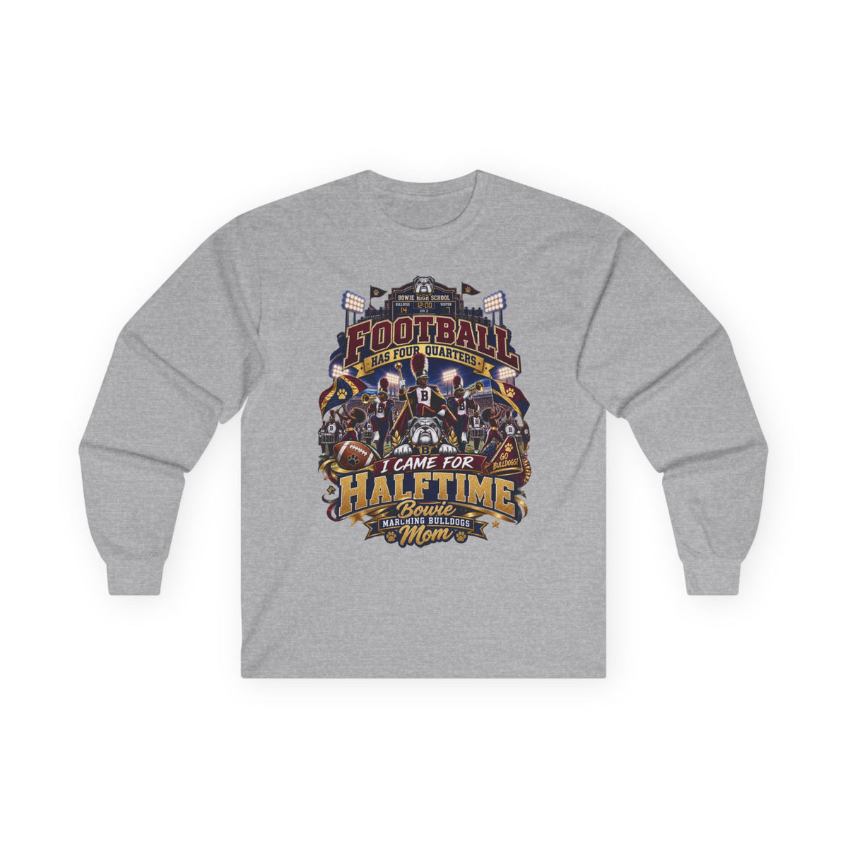 Football Dad Long Sleeve Tee — "I Came for Halftime, Stayed for Mom" Vintage Game Day Shirt