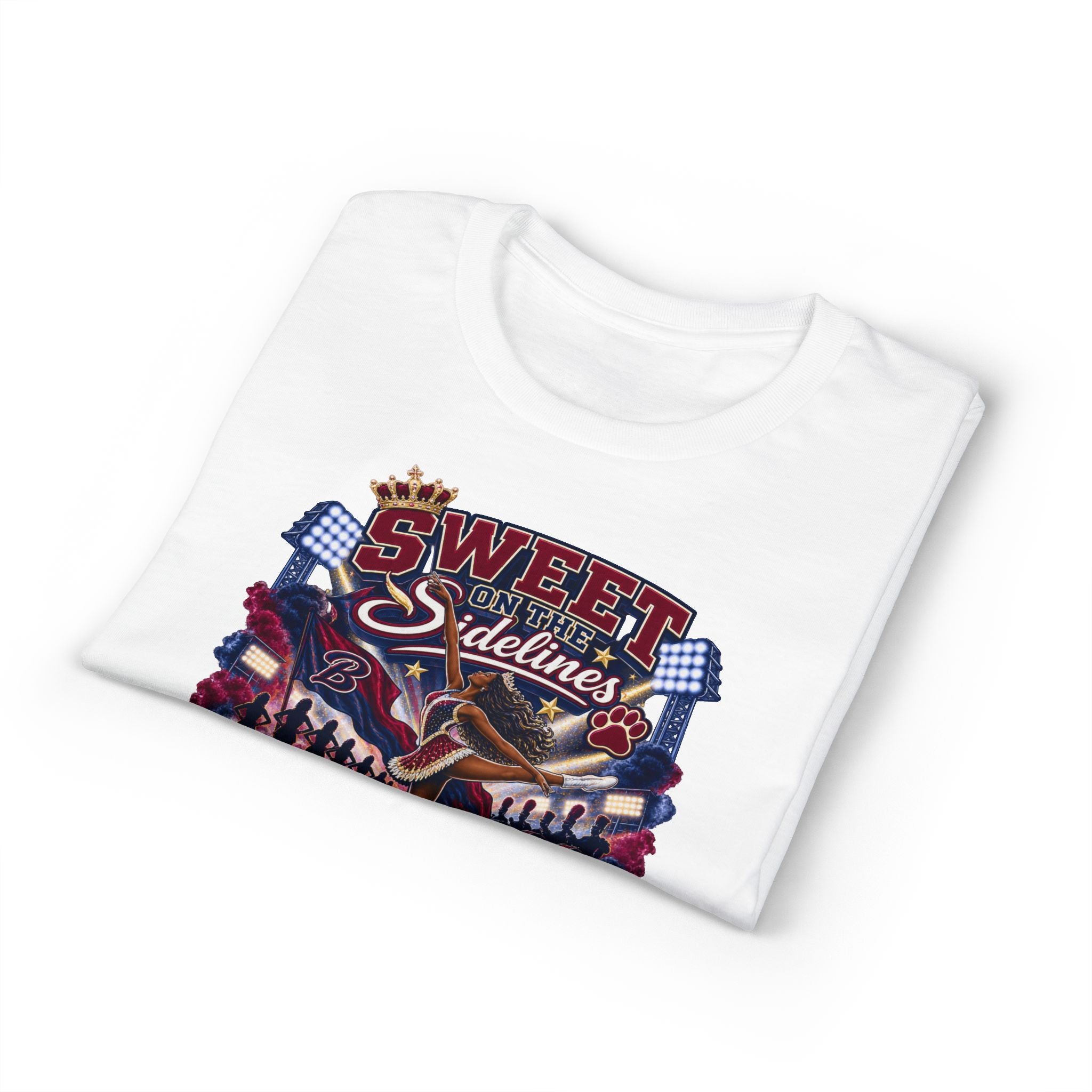Cheerleading Sidelines T-Shirt — "Sweet Sidelines, Savage at Halftime" Football Crew Tee