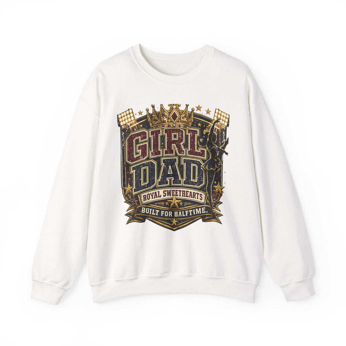 Girl Dad Crewneck Sweatshirt — 'Girl Dad: Royal Sweethearts, Built for Halftime' Vintage Football Design