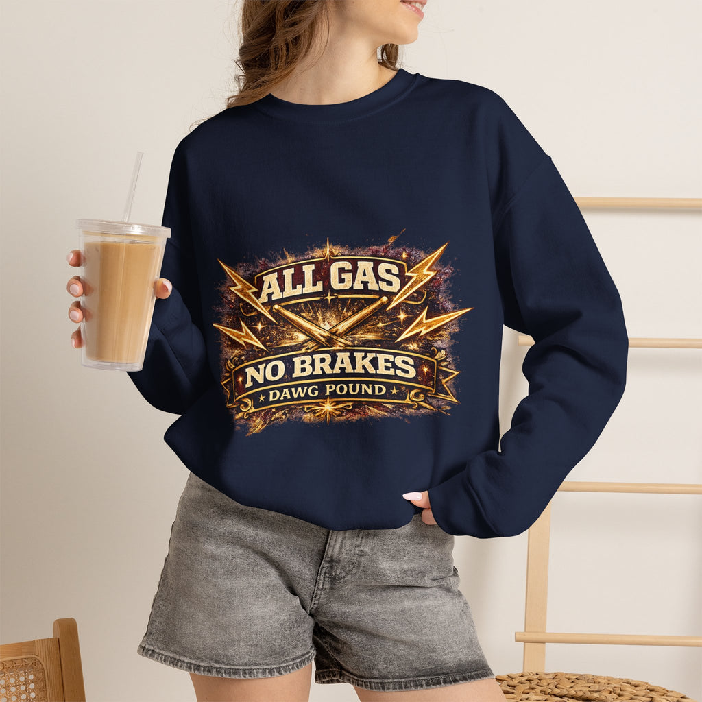 All Gas No Brakes Crewneck Sweatshirt — Vintage Racing Graphic Pullover