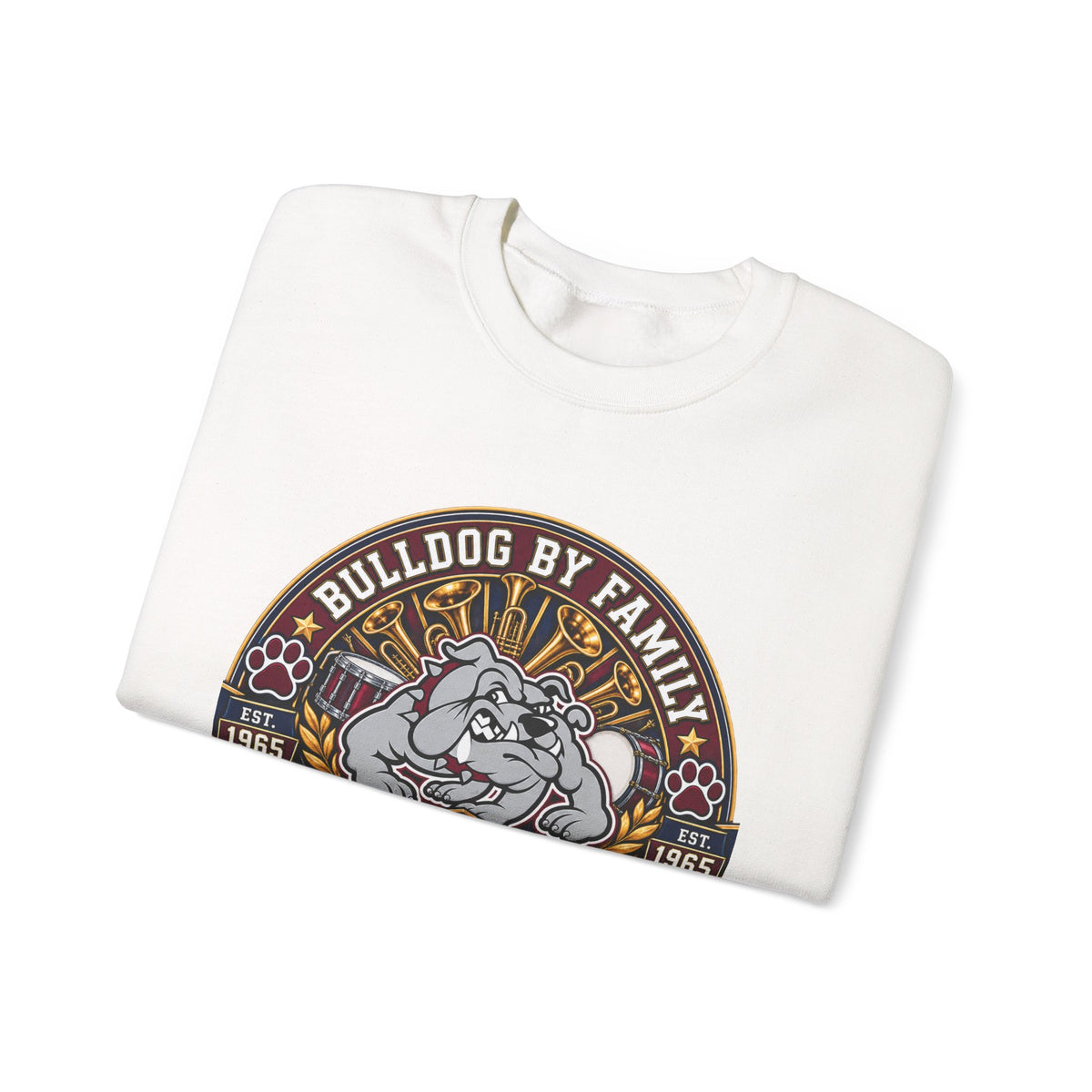Bulldog By Family Crewneck Sweatshirt — "Bulldog by Family, Loud by Choice" Vintage Pet Lover Pullover