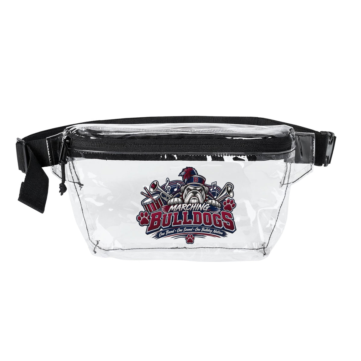Transparent Bulldogs Fanny Pack — Clear Stadium & Event Waist Bag