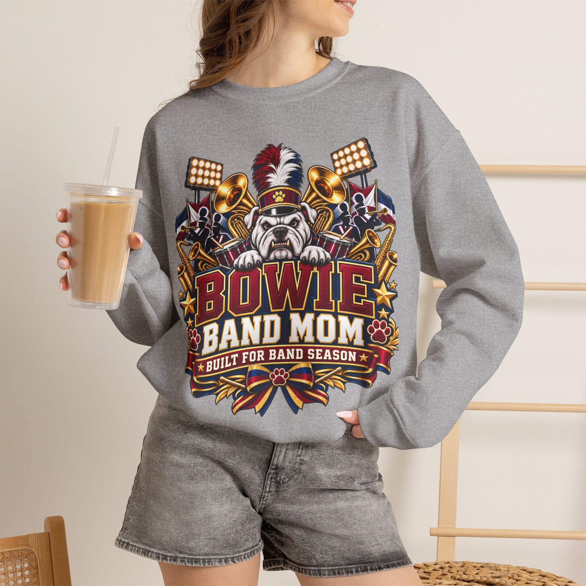 Band Mom Crewneck Sweatshirt — "Bowie Band Mom" Marching Band Mom Pullover