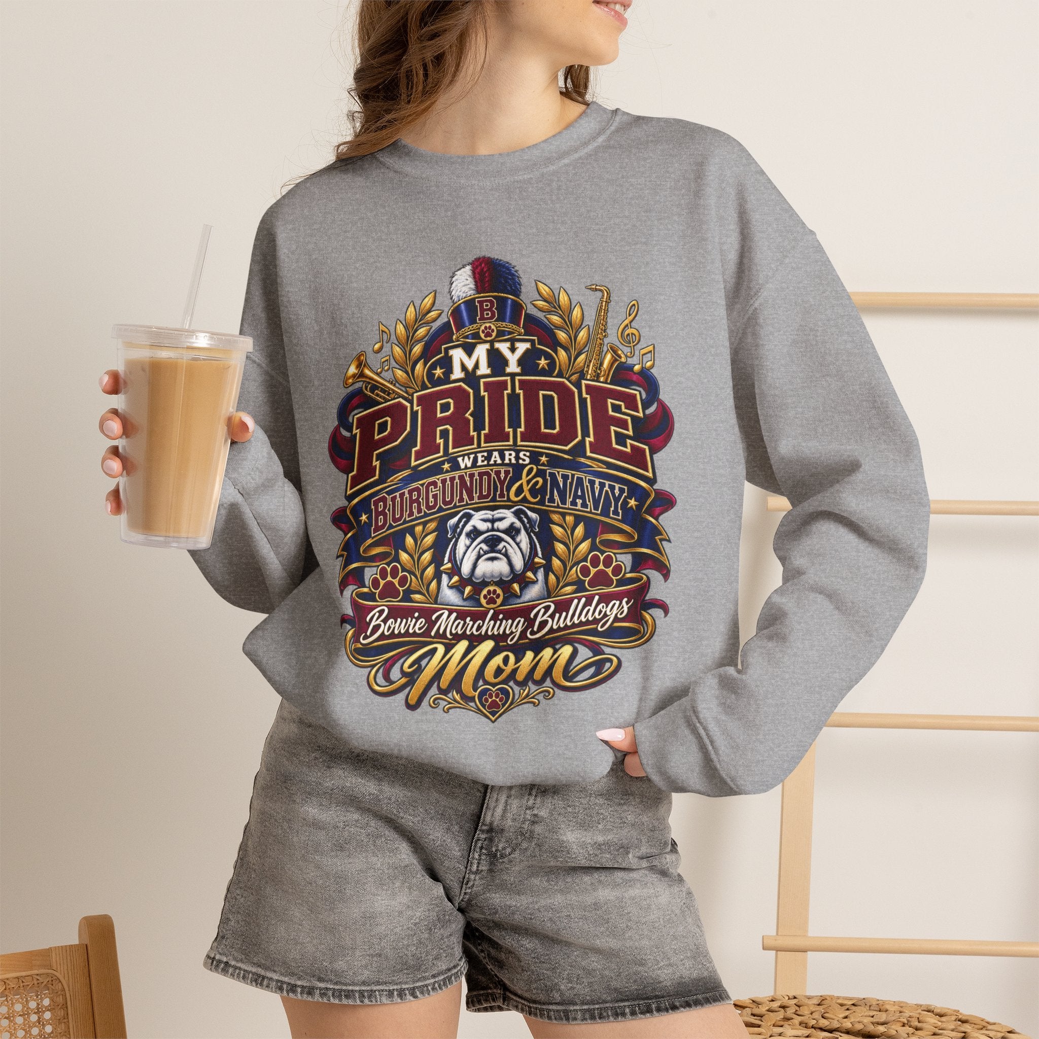 Mom Pride Sweatshirt — “My Pride” Bulldog Marching Band Mom Crewneck