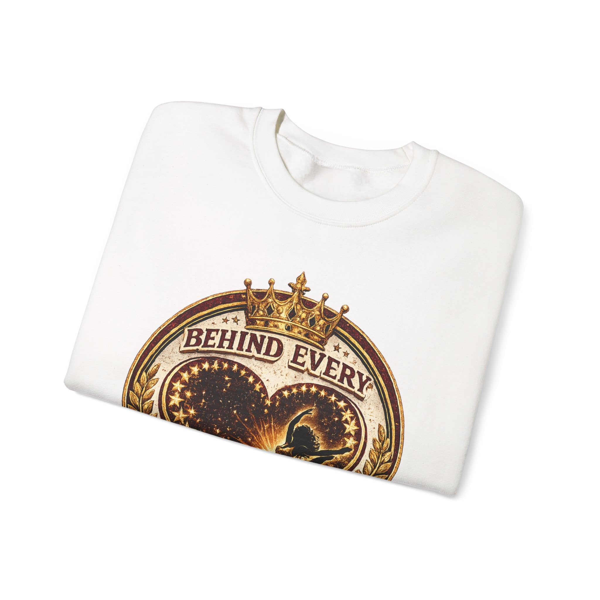 Crewneck Sweatshirt — "Behind Every Royal Sweetheart Is A Royal Mom" Vintage Heart Mom Pullover