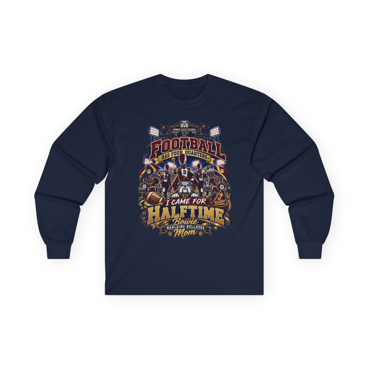 Football Dad Long Sleeve Tee — "I Came for Halftime, Stayed for Mom" Vintage Game Day Shirt
