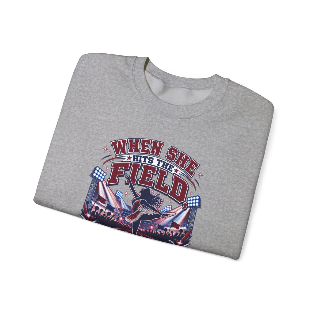 When She Hits the Field Grandpa Stands Up Sweatshirt — Baseball Grandpa Crewneck