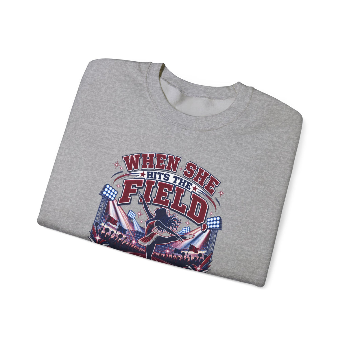 When She Hits the Field Grandpa Stands Up Sweatshirt — Baseball Grandpa Crewneck