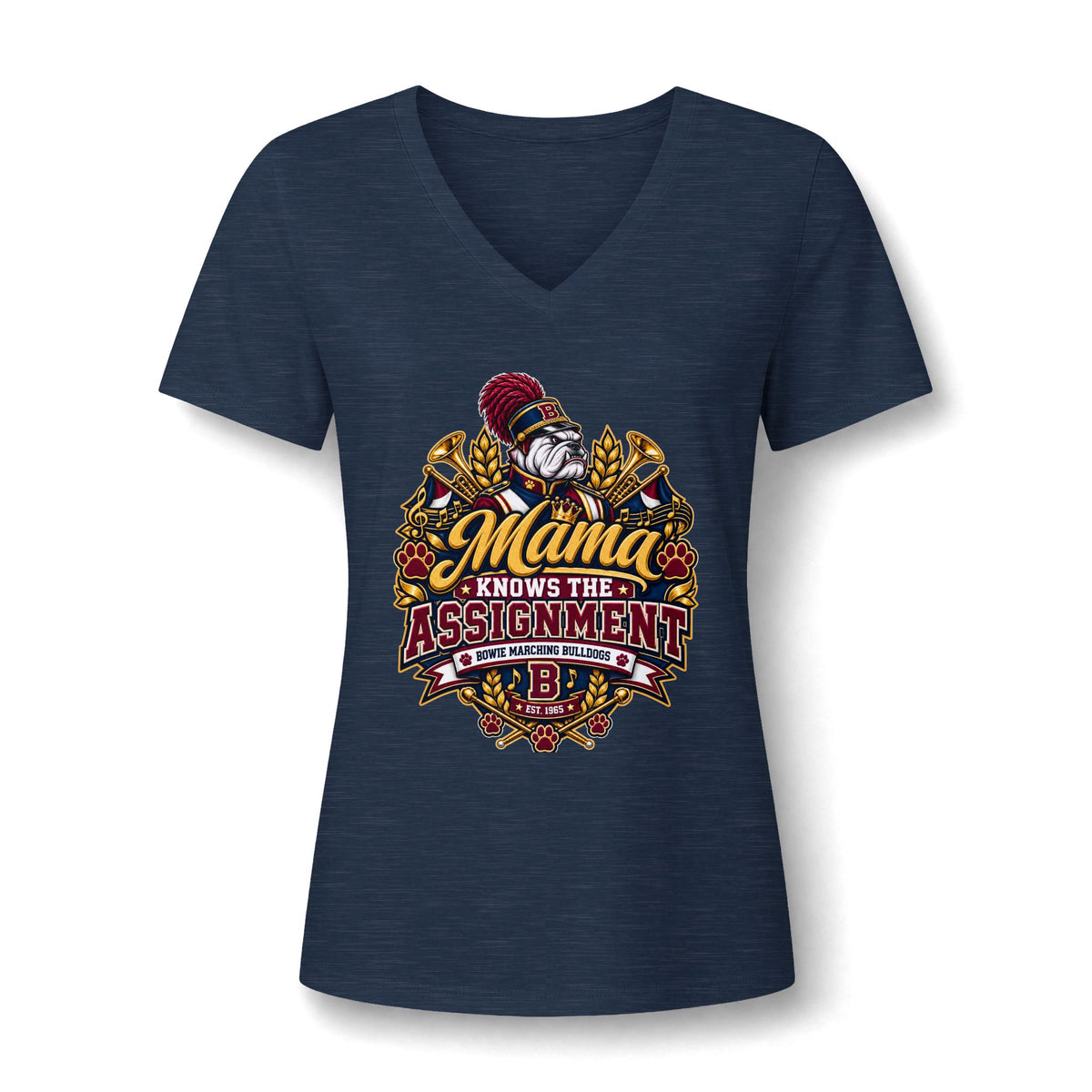 Women's V-Neck Tee — "Mama Knows the Assignment" Graphic Shirt