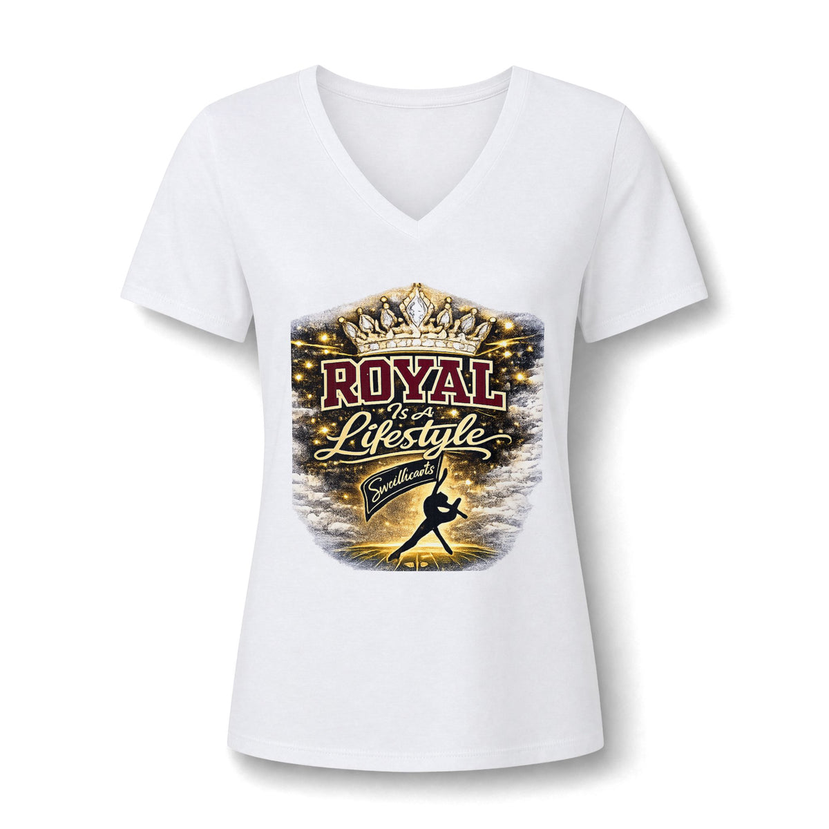 Women's V-Neck Tee — "Royal Is A Lifestyle" Graphic Tee
