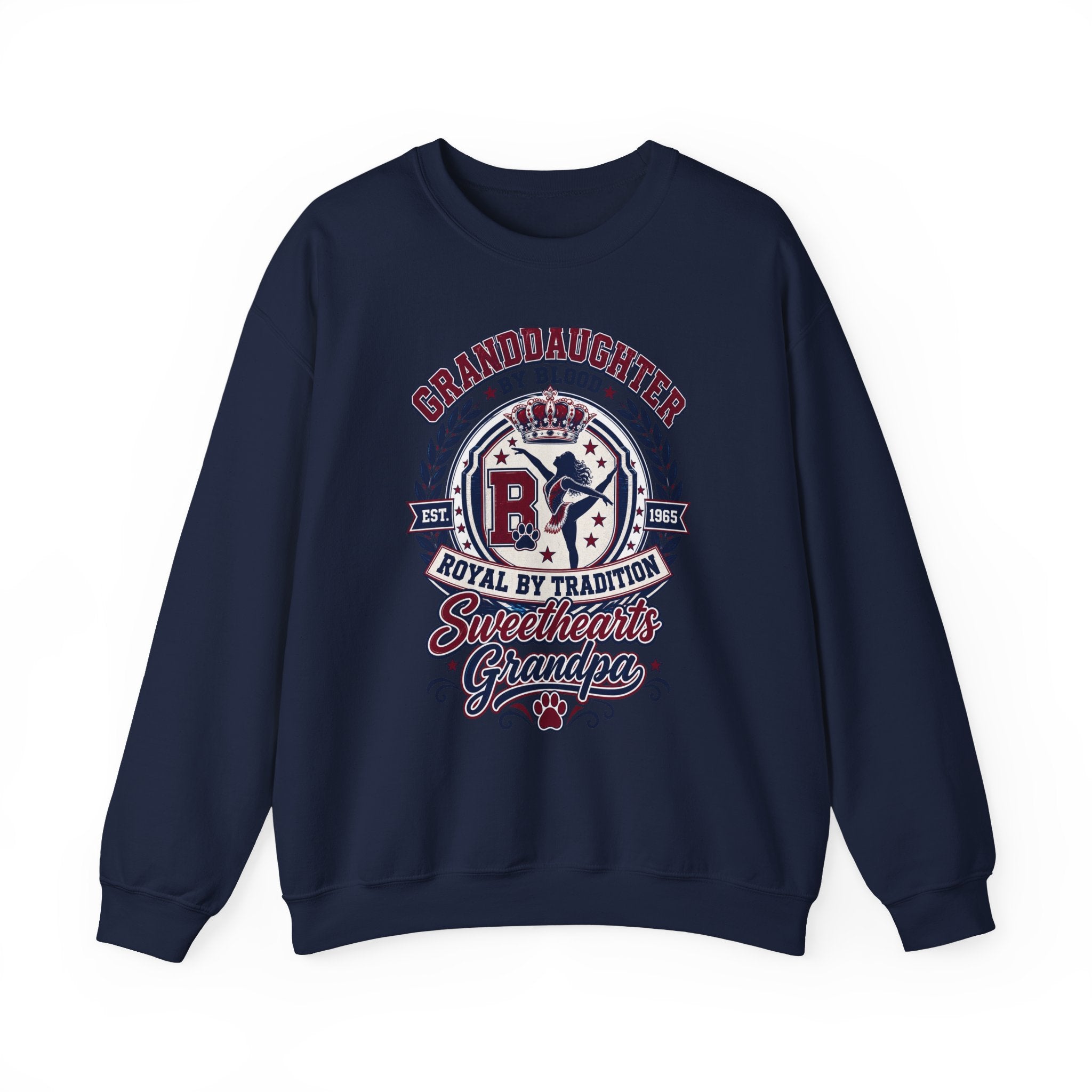 Granddaughter Sweethearts Grandpa Crewneck Sweatshirt - Royal By Tradition Design
