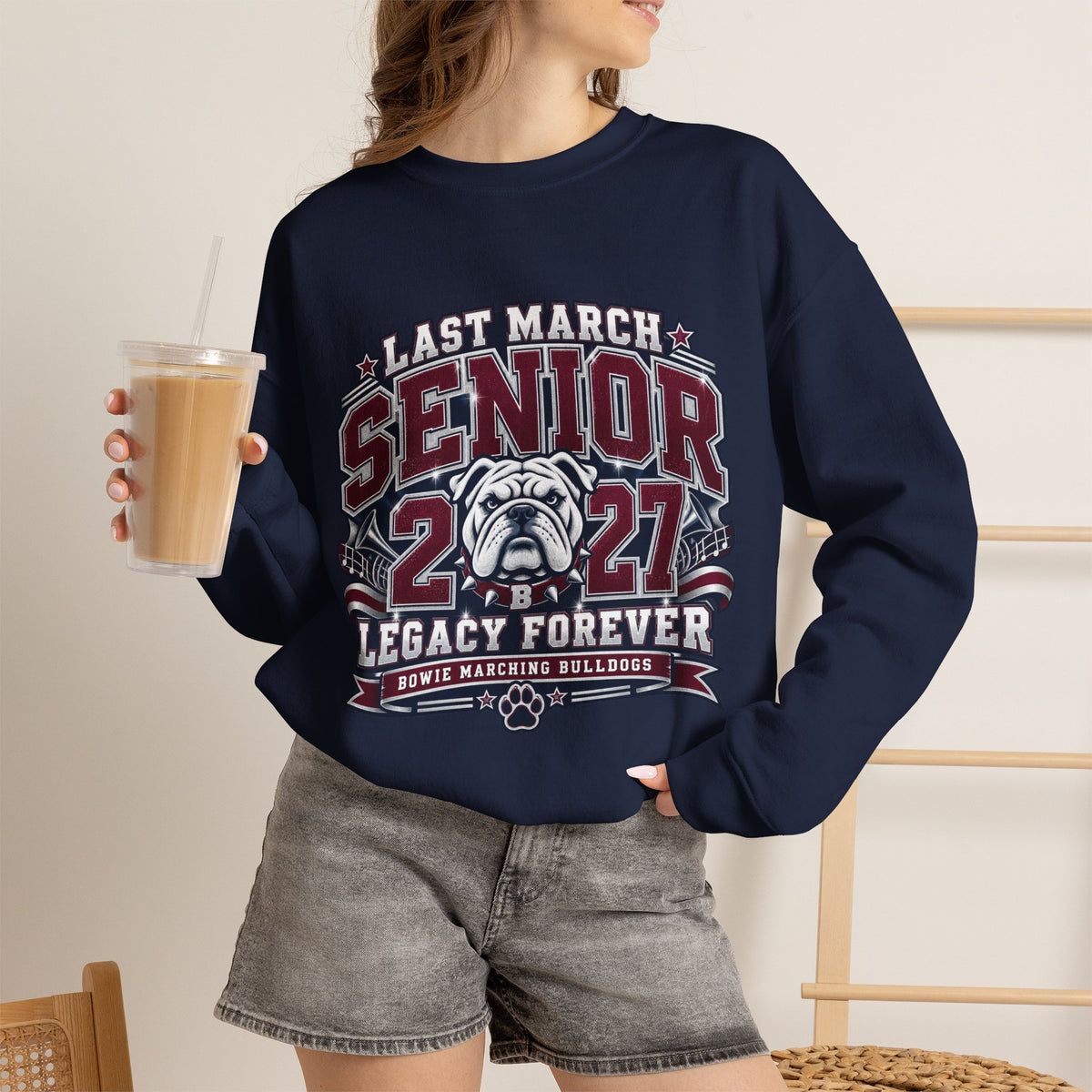 Senior 2027 Crewneck Sweatshirt – "Last March" Bulldog Legacy Forever