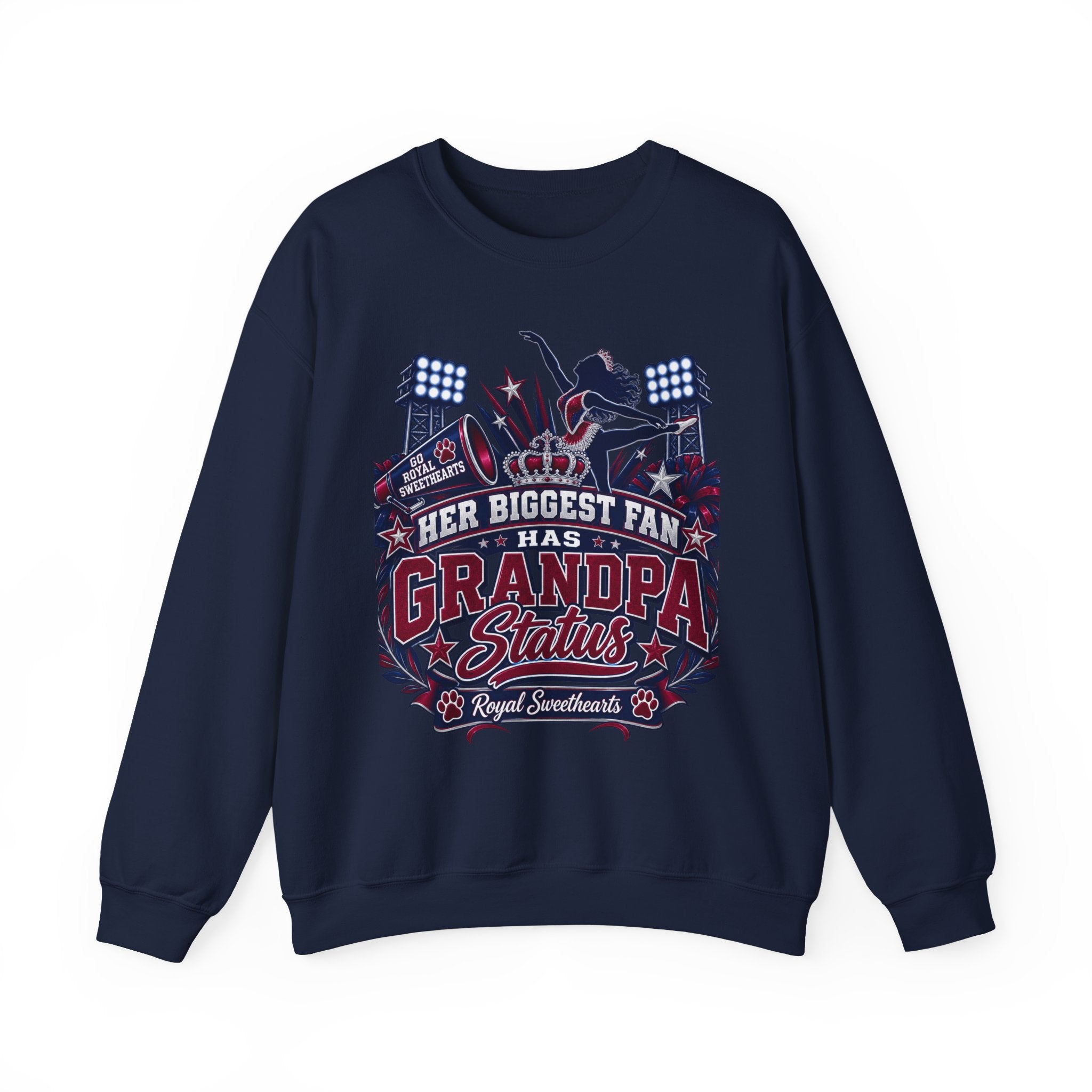 Grandpa Status Crewneck Sweatshirt — Her Biggest Fan Football Design