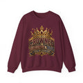 Crowned in Burgundy & Blue Crewneck Sweatshirt — Vintage Royal Crown Graphic