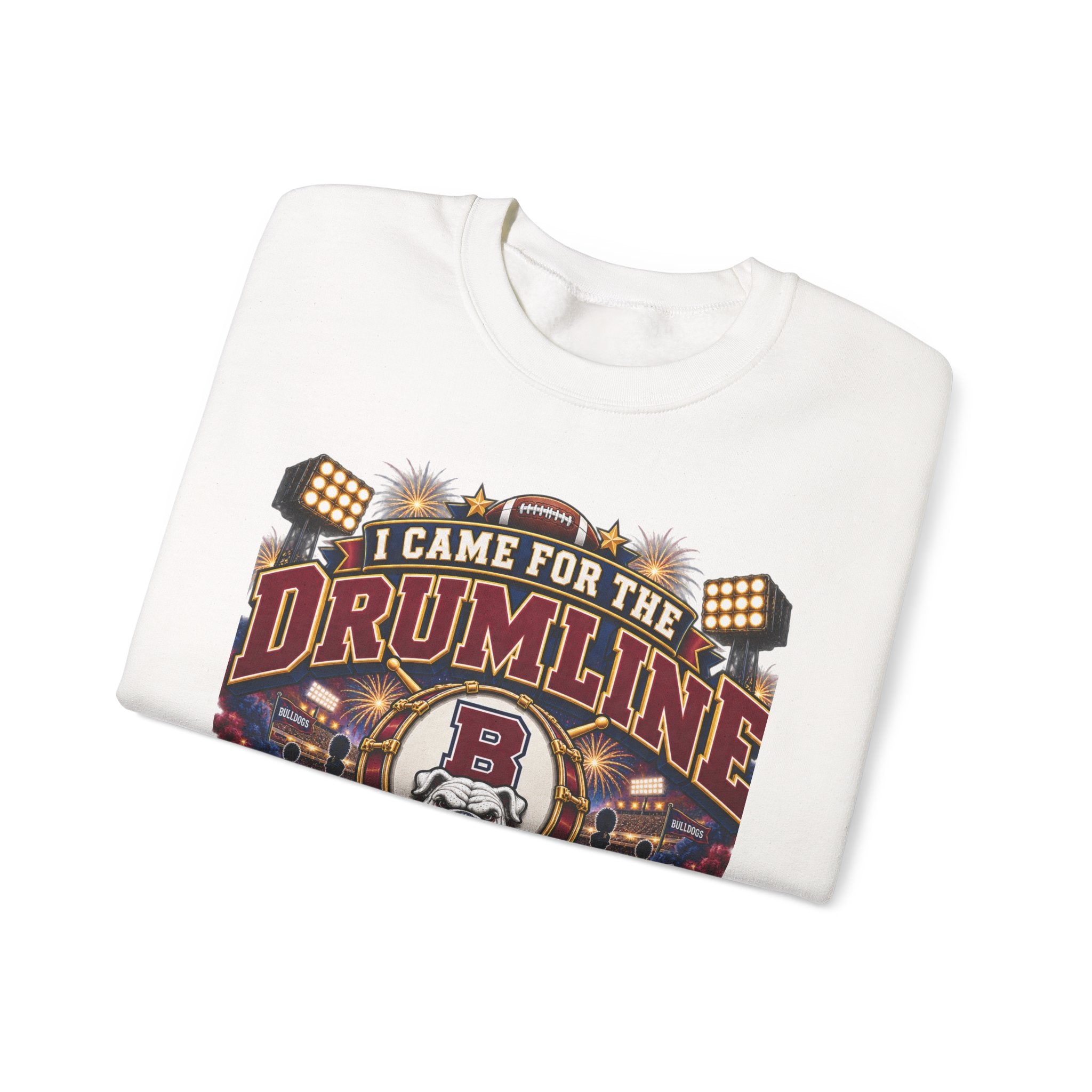 Drumline Crewneck Sweatshirt – "I Came for the Drumline" Football Game Fan Pullover