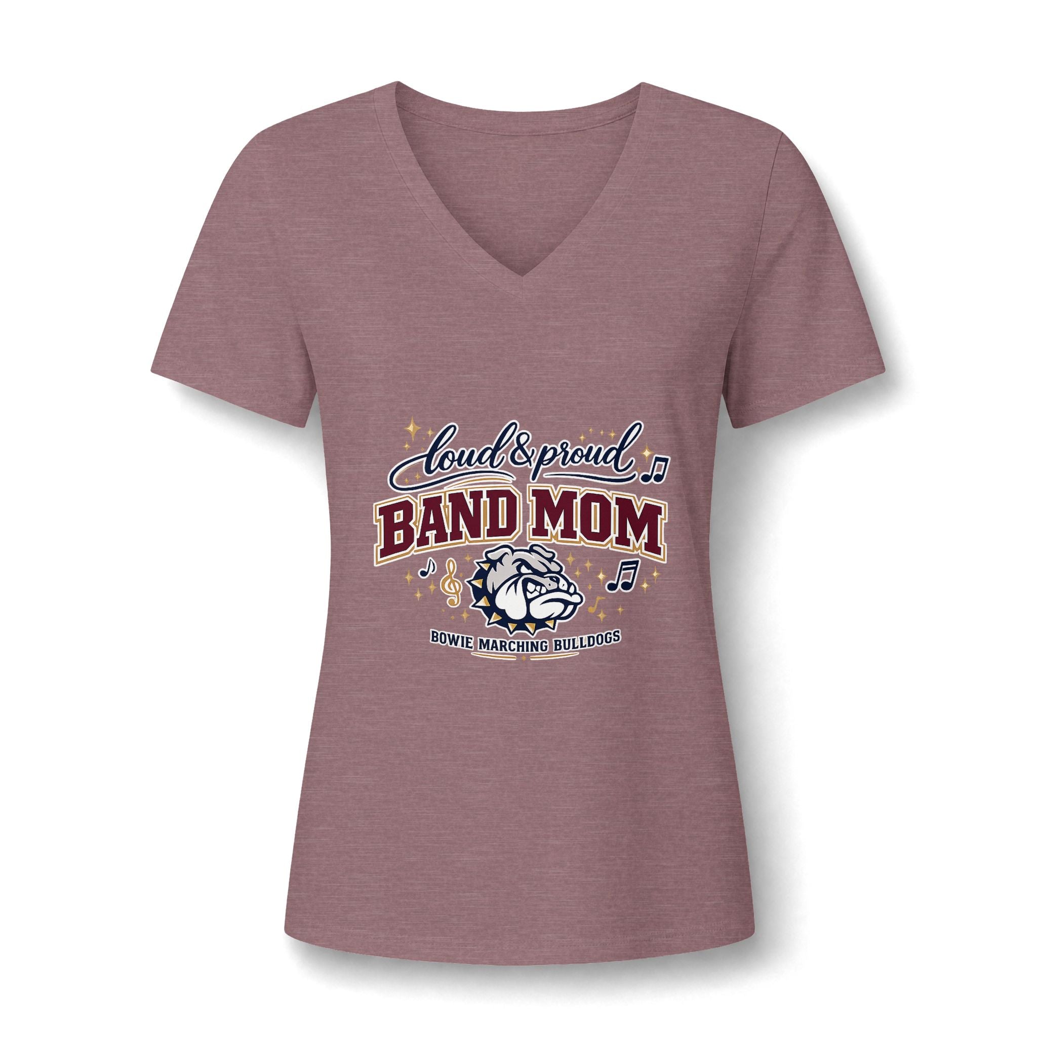 Bowie Bulldogs Band Mom V-Neck T-Shirt