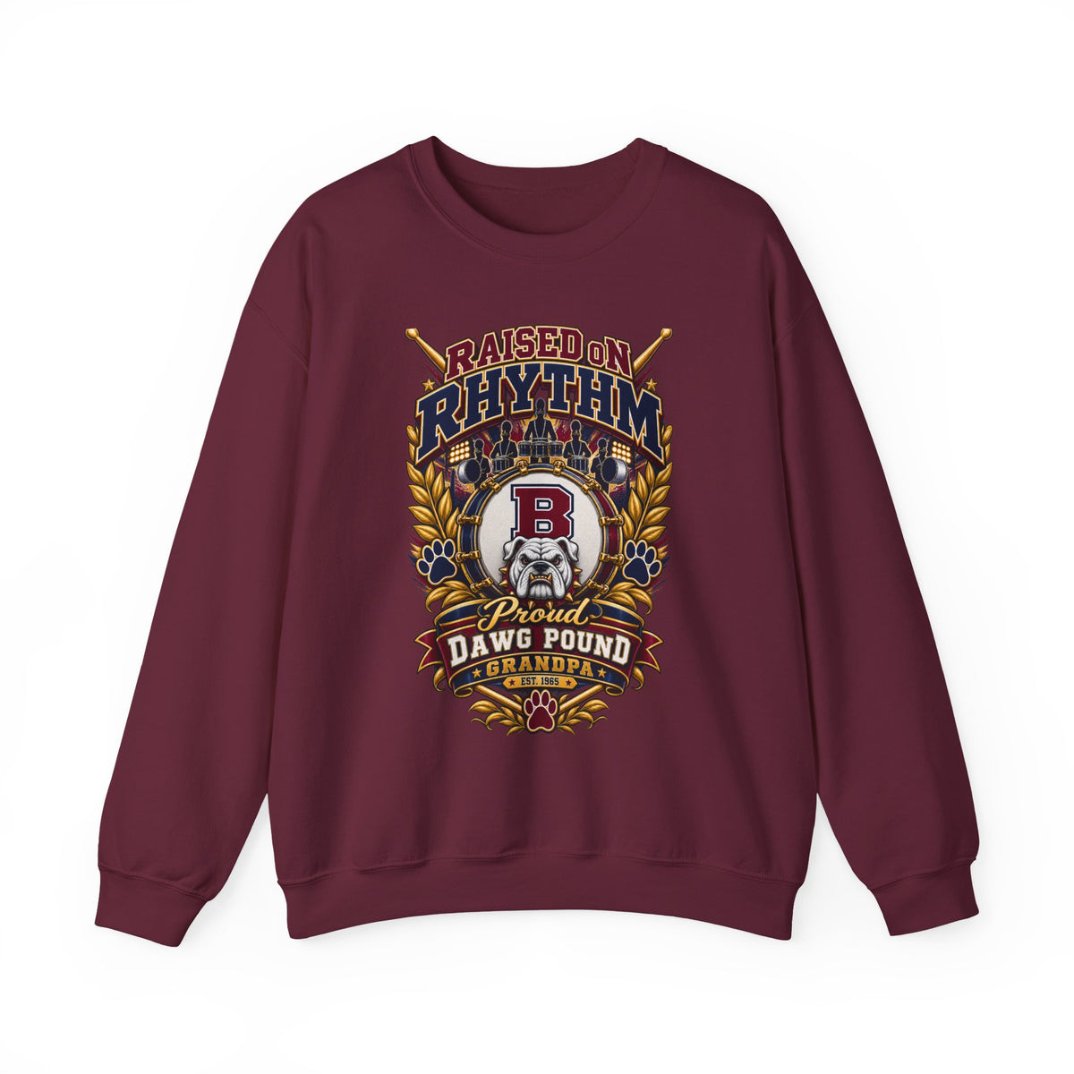 Raised on Rhythm Dawg Pound Sweatshirt – Proud Grandpa Bulldogs Crewneck
