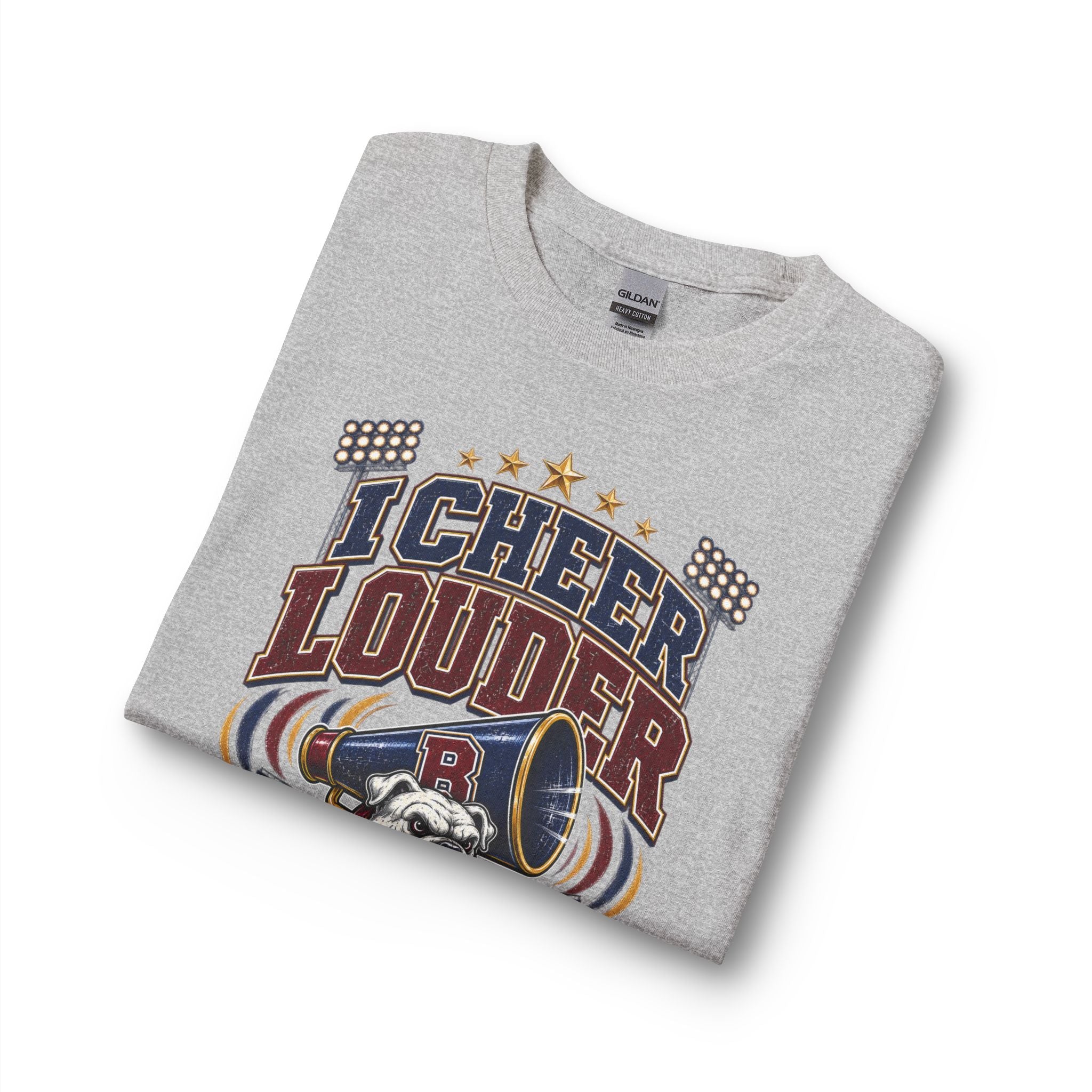 Cheer Louder Than The Band Long Sleeve T-Shirt — Bulldog Grandpa Fan Tee