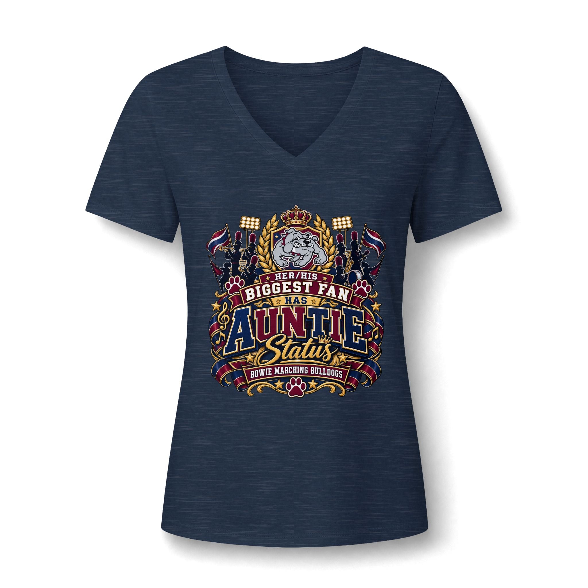 Auntie Status V-Neck Tee — Biggest Fan Aunt Shirt