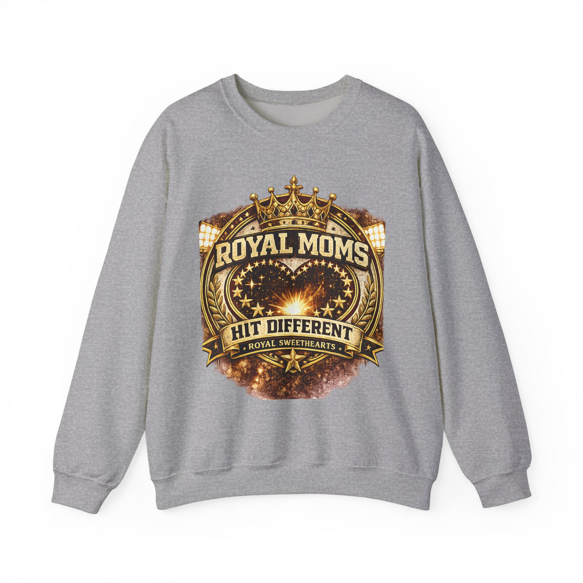 Royal Moms Crewneck Sweatshirt — "Royal Moms Hit Different" Graphic Pullover