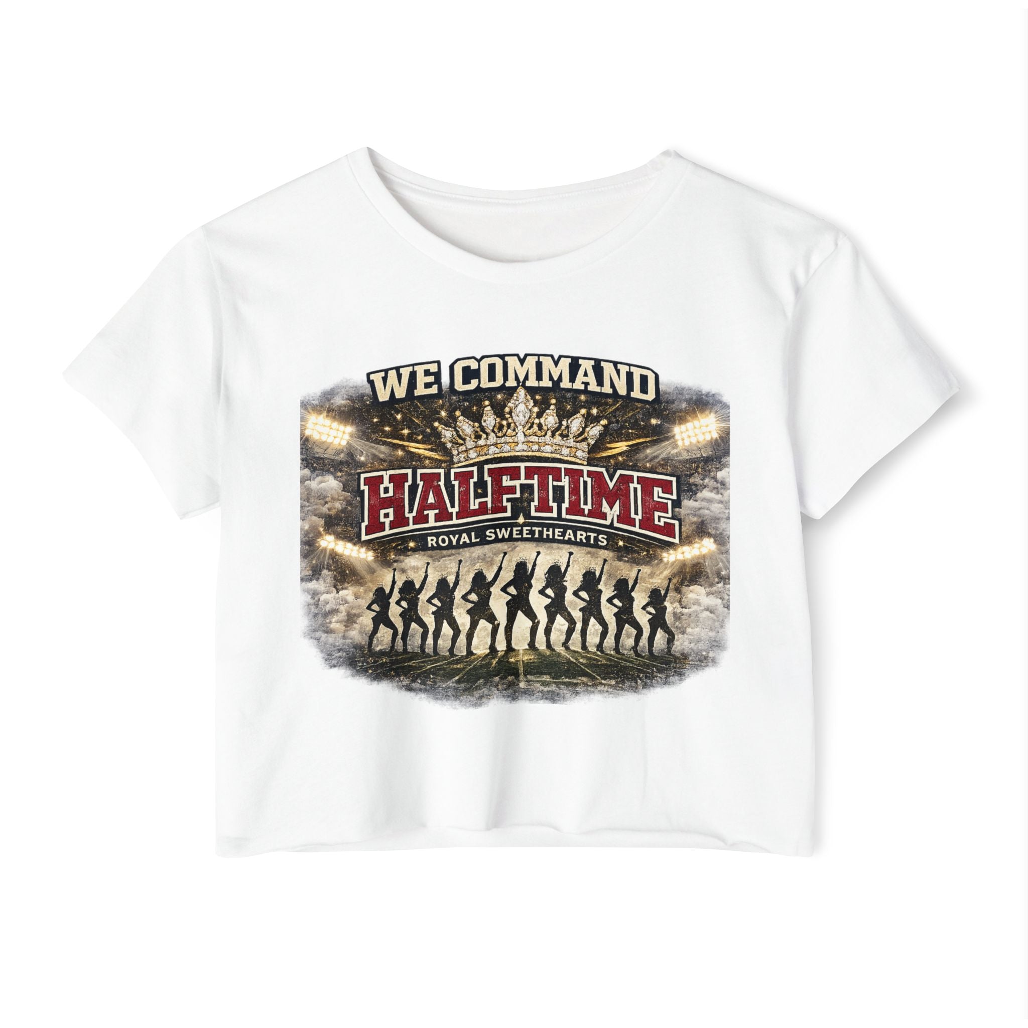 We Command Halftime Crop Top — Women's Festival Dance Team Graphic Tee