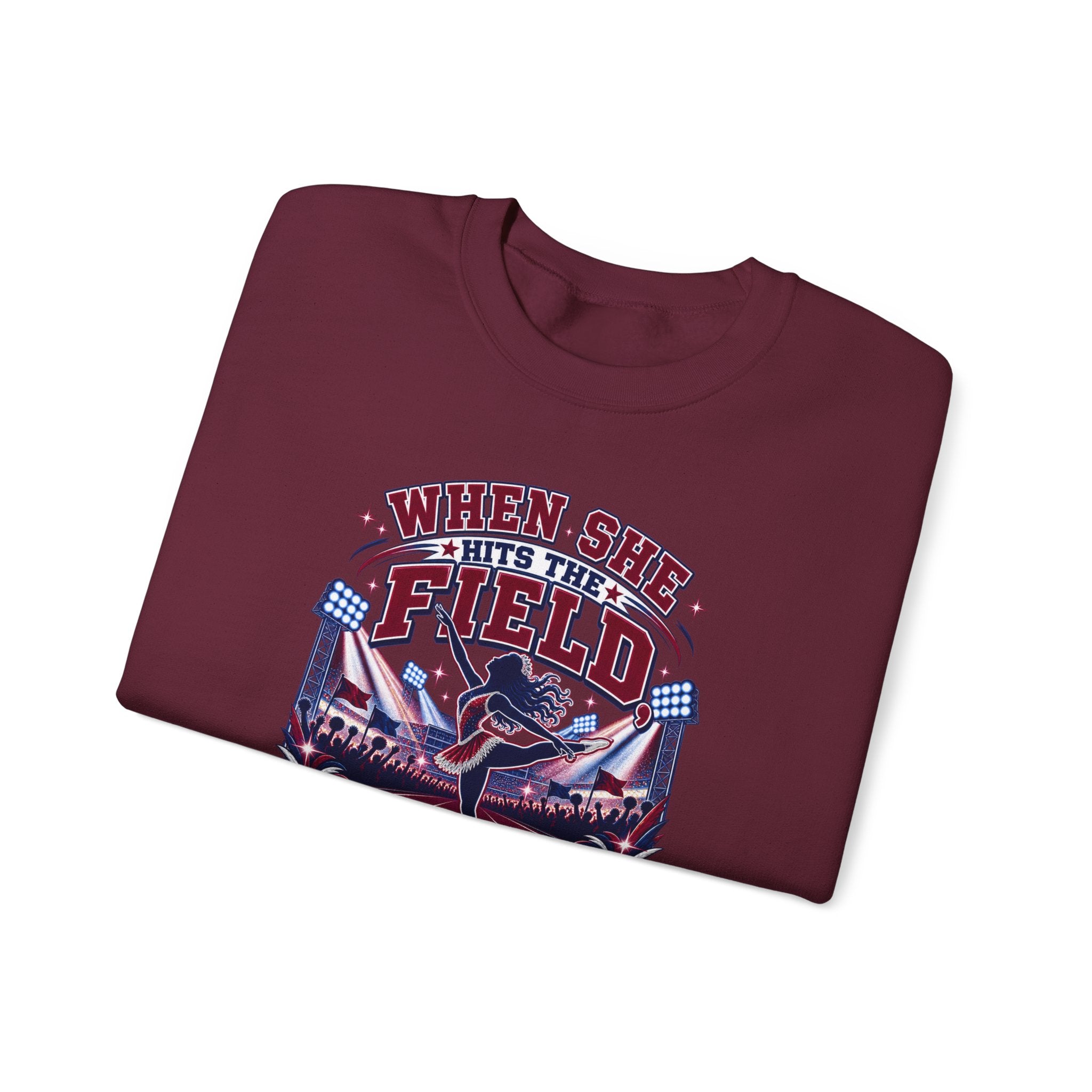 When She Hits the Field Grandpa Stands Up Sweatshirt — Baseball Grandpa Crewneck