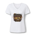 Drumline Made Me Do It V-Neck Tee — Women’s Drumline Drumstick Graphic Shirt